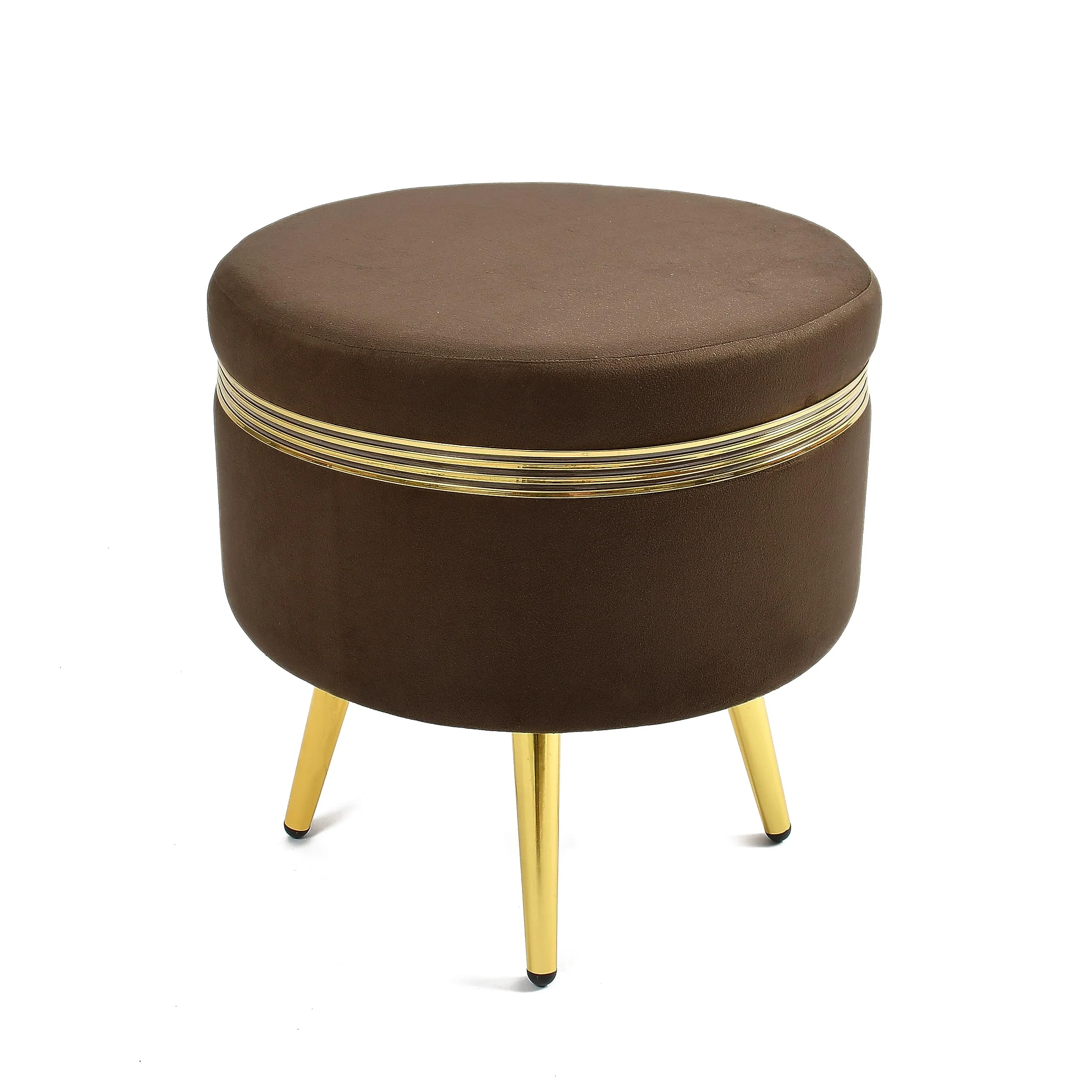 NACIA Ottoman Stool for Living Room Golden Metal Legs Furniture Footrest for Sofa Dressing Table srool, Sitting Pouffes for Home Decor, 16x16x17 Inches, Coffee