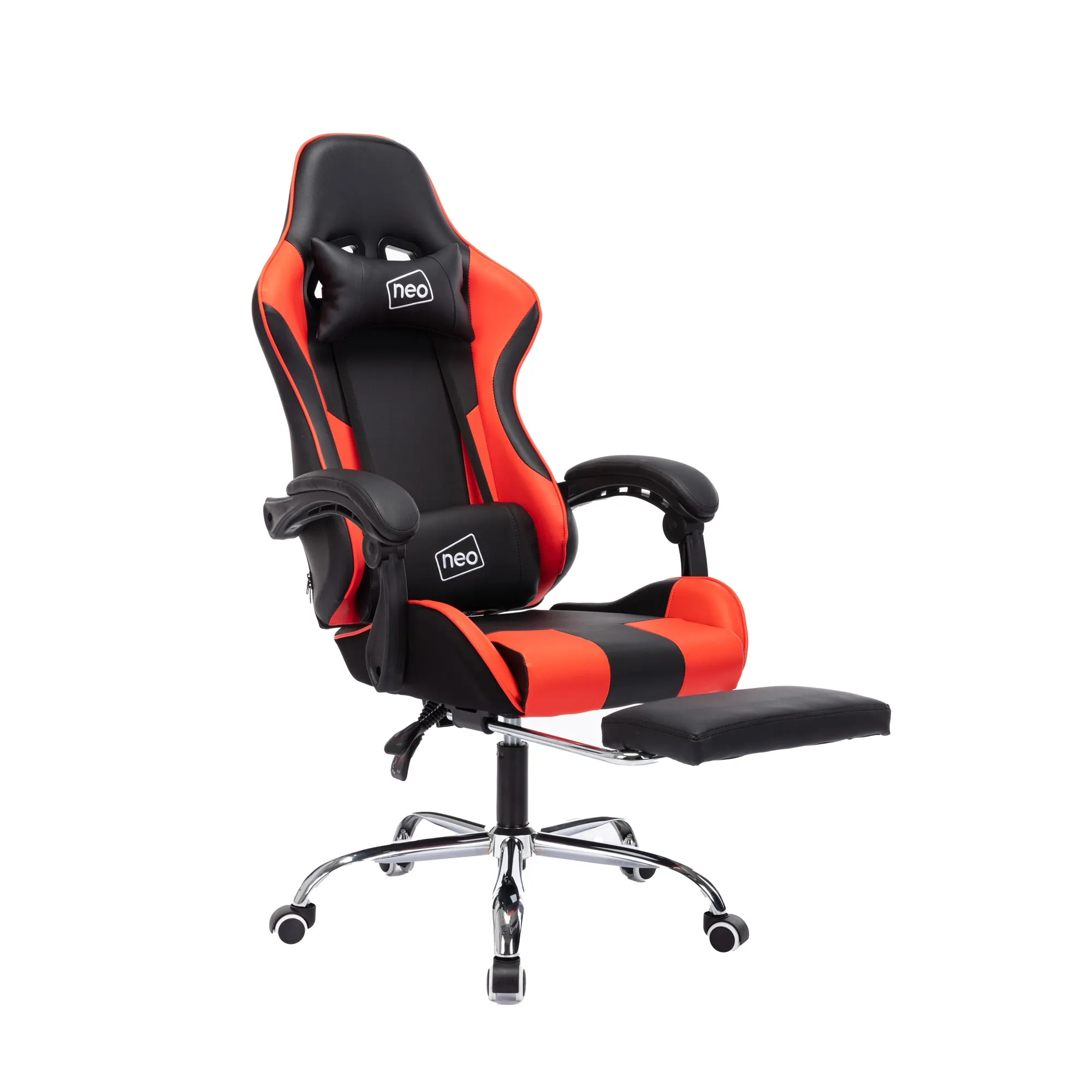 Neo Red/Black Leather Gaming Chair with Massage Function