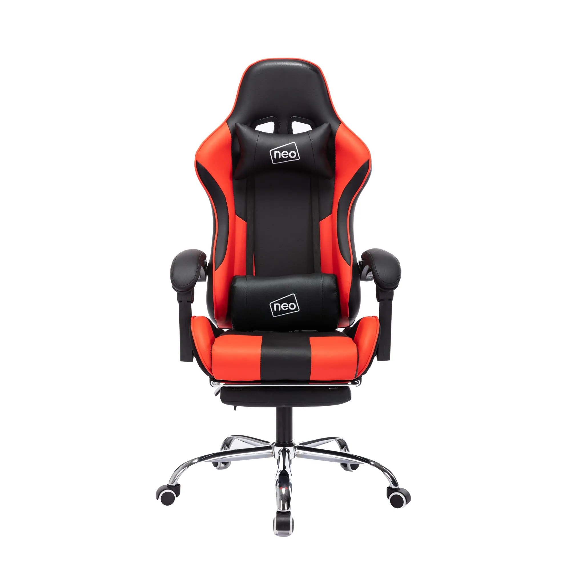 Neo Red/Black Leather Gaming Chair with Massage Function