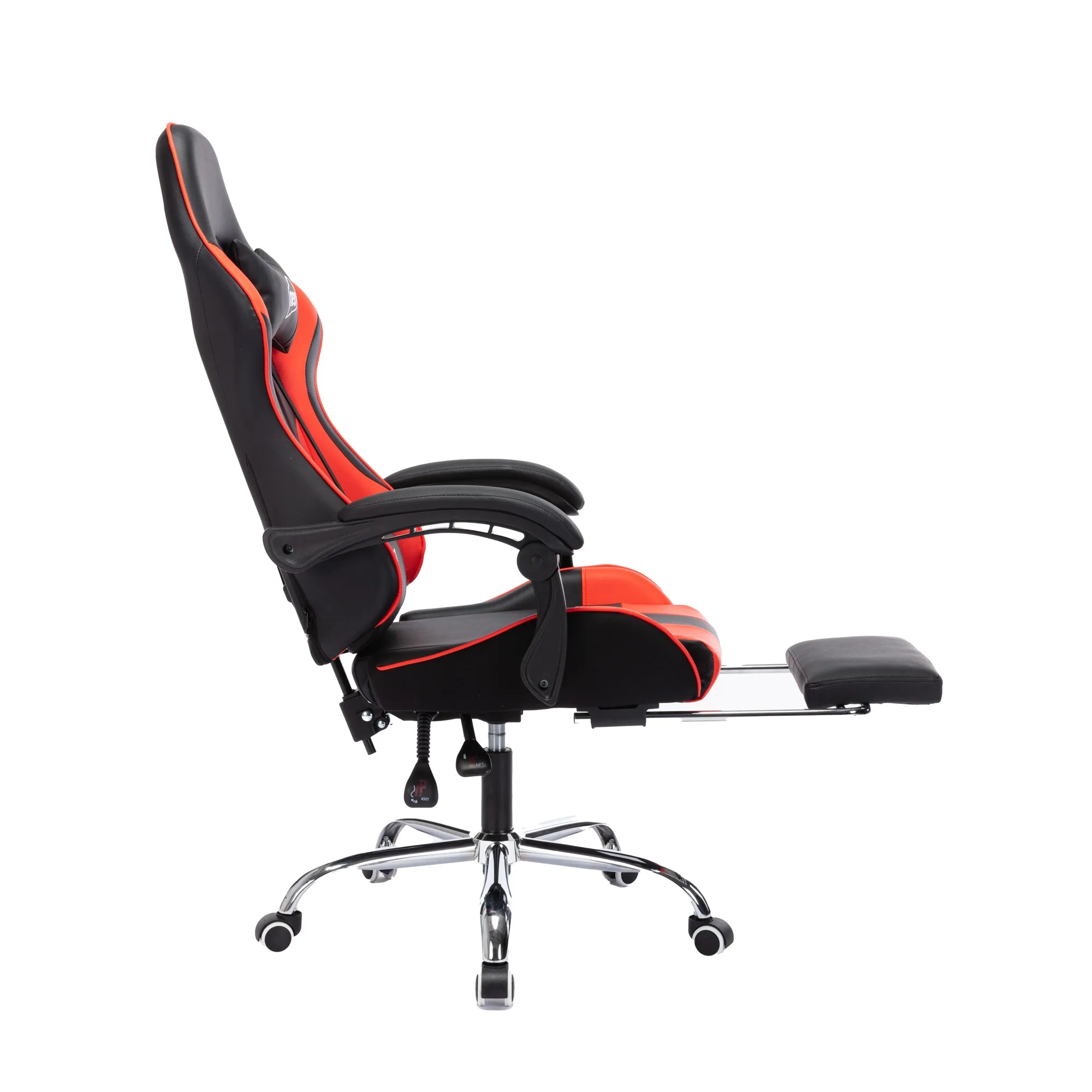 Neo Red/Black Leather Gaming Chair with Massage Function