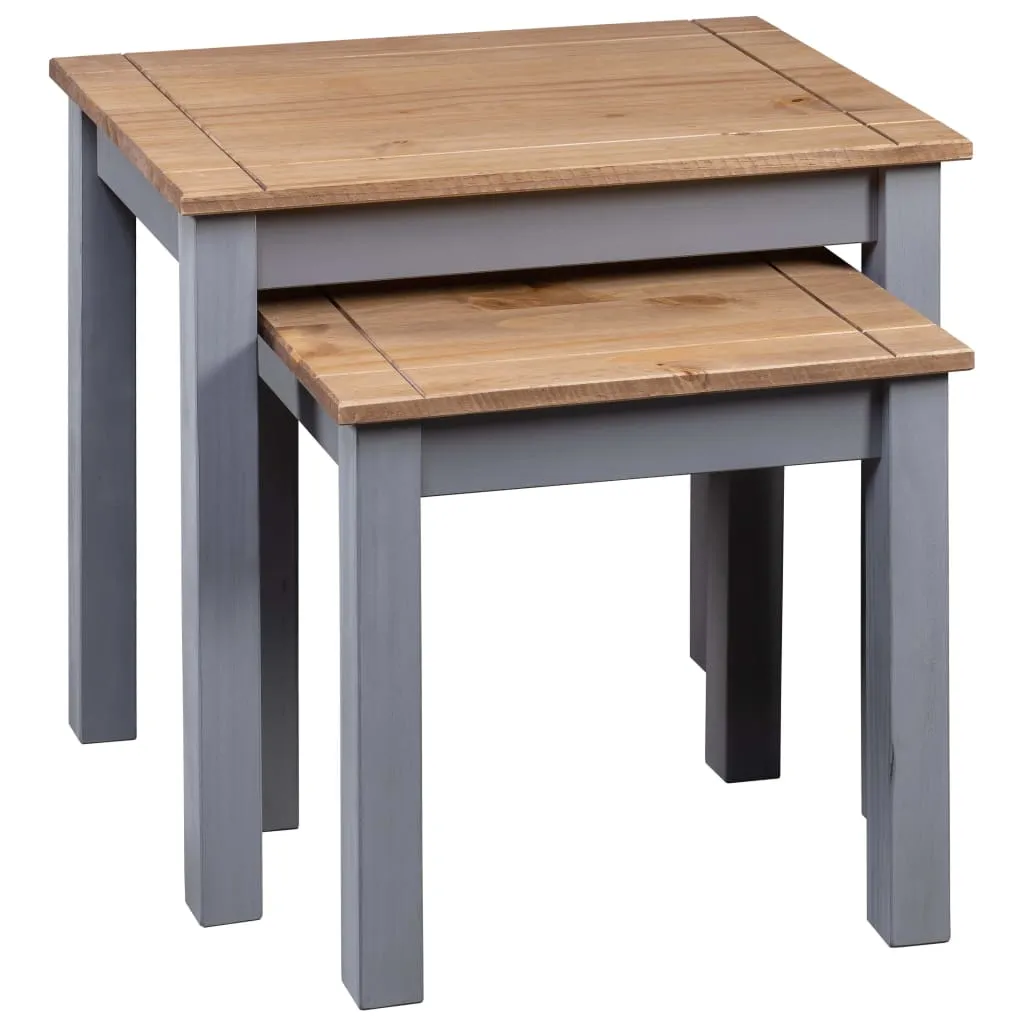 Nesting Tables 2 pcs Grey Solid Pine Wood Panama Range