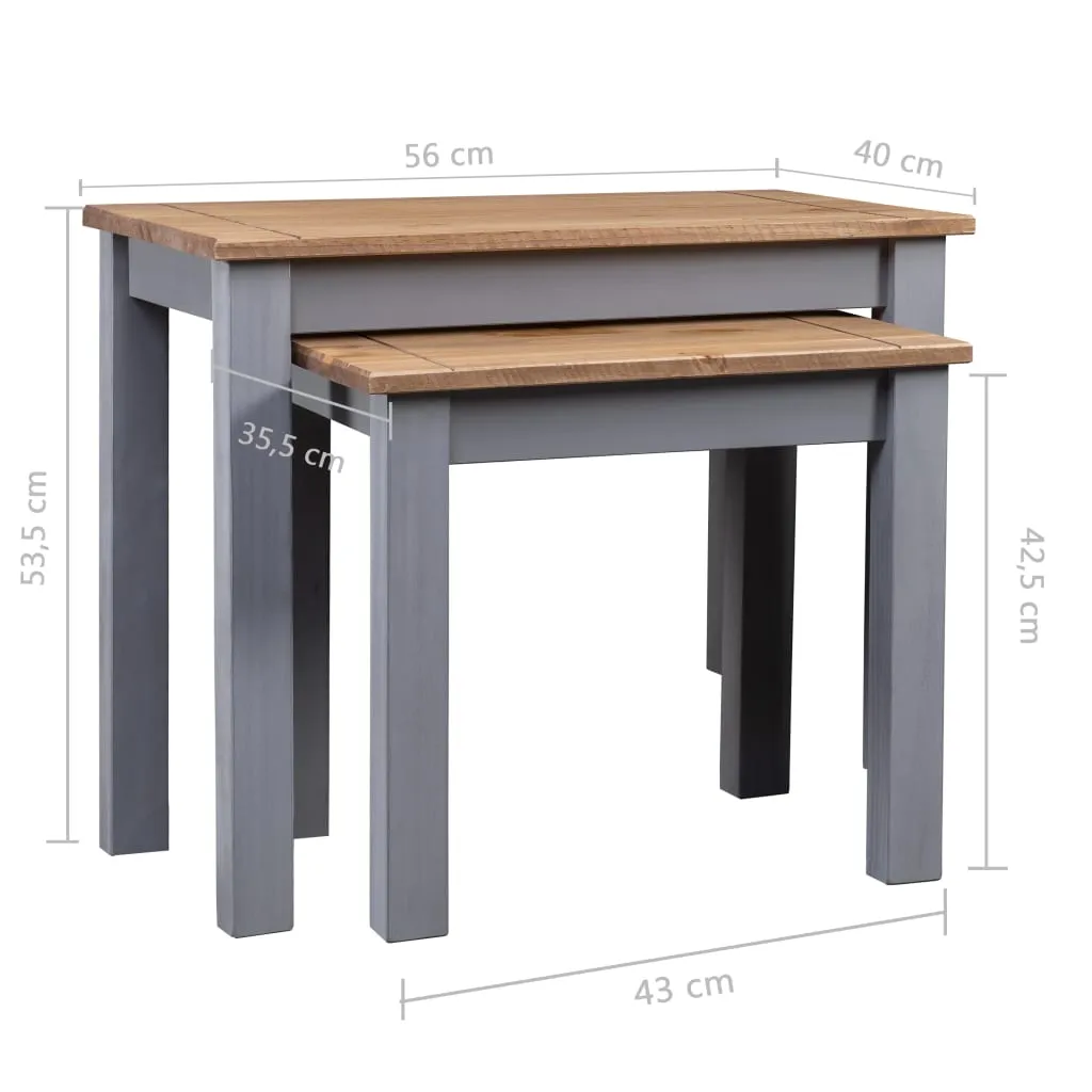 Nesting Tables 2 pcs Grey Solid Pine Wood Panama Range