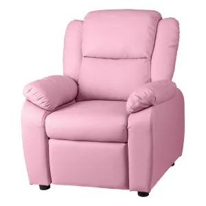 Oikiture Kids Recliner Chairs Children Lounge Sofa PU Armchair Storage Pink