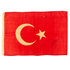 Original Turkey WWI Era Star and Crescent Flag of the Ottoman Empire - 19 x 29”