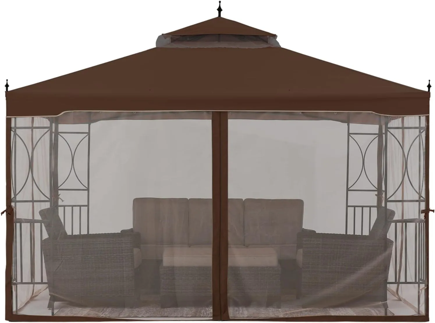 Patio Outdoor Gazebo 10X10 - Gazebo Canopy with Netting and Corner Frame Screen Wall for Backyard,Garden Gazebo Lawn (Brown)