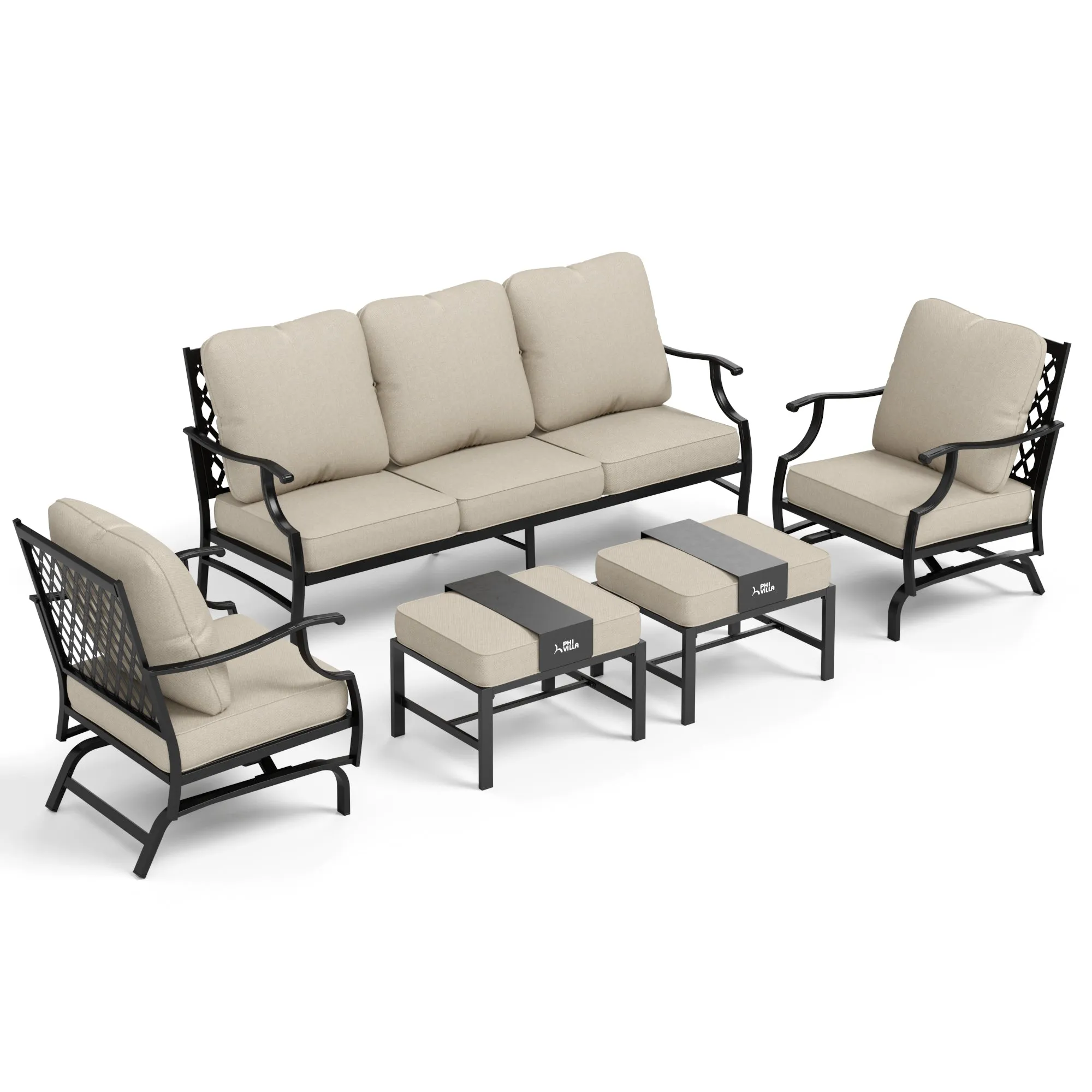 Phi Villa 14-Person  Outdoor Patio Furniture Combination Set with Sofa Set, and Steel Dining Set