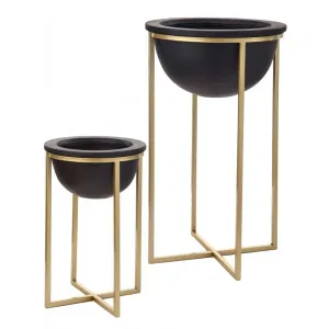 Regency International Gold Metal Bowl Planter 18-26", Set of 2