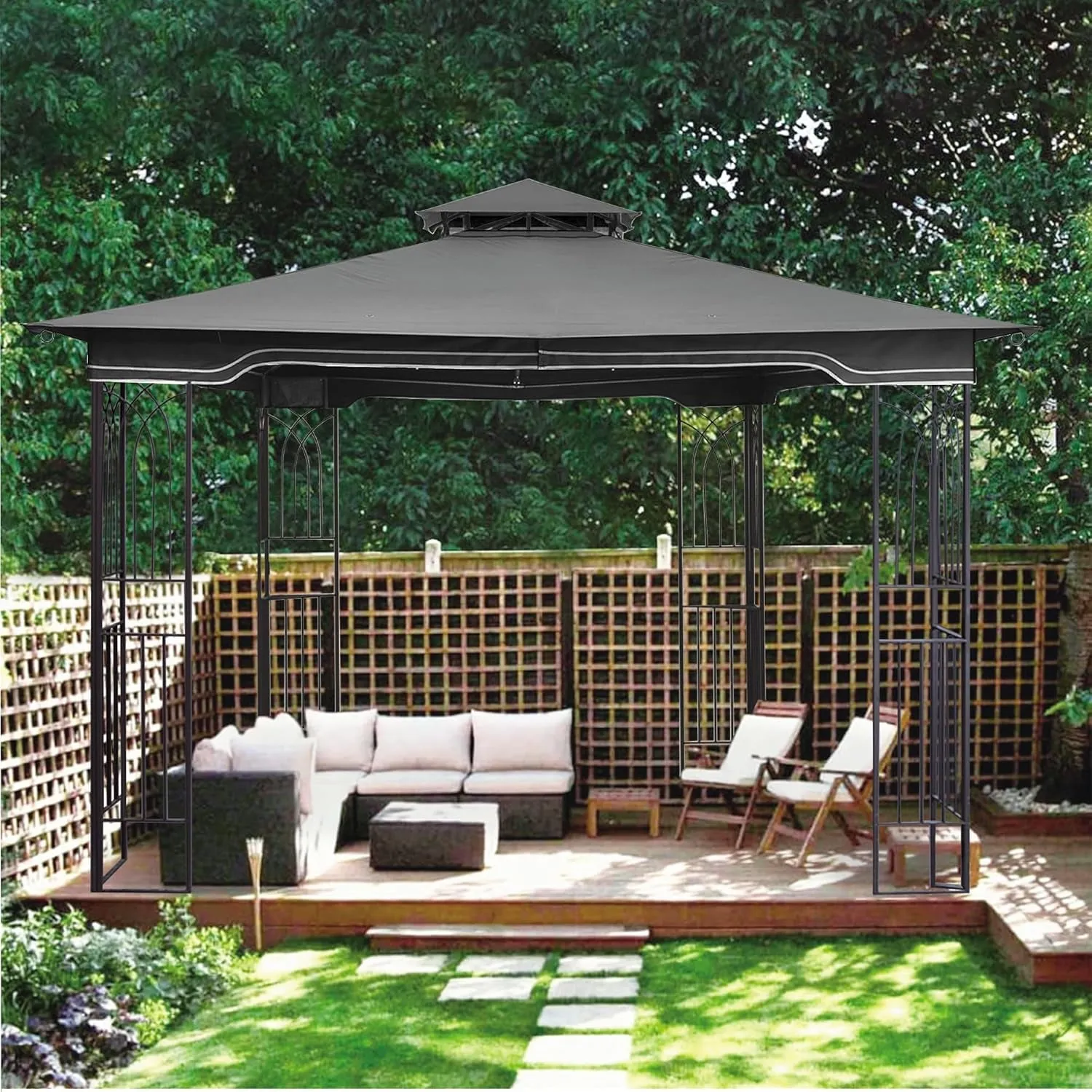 Replacement Gazebo Canopy for 10 X 12 Regency II Patio Gazebo Model L-Gz798Pst,A101004104,A101004105,(Grey)