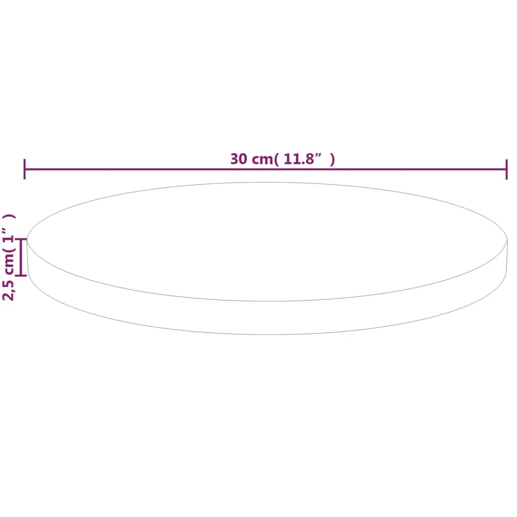 Round Table Top Ø30x2,5 cm Untreated Solid Wood Oak