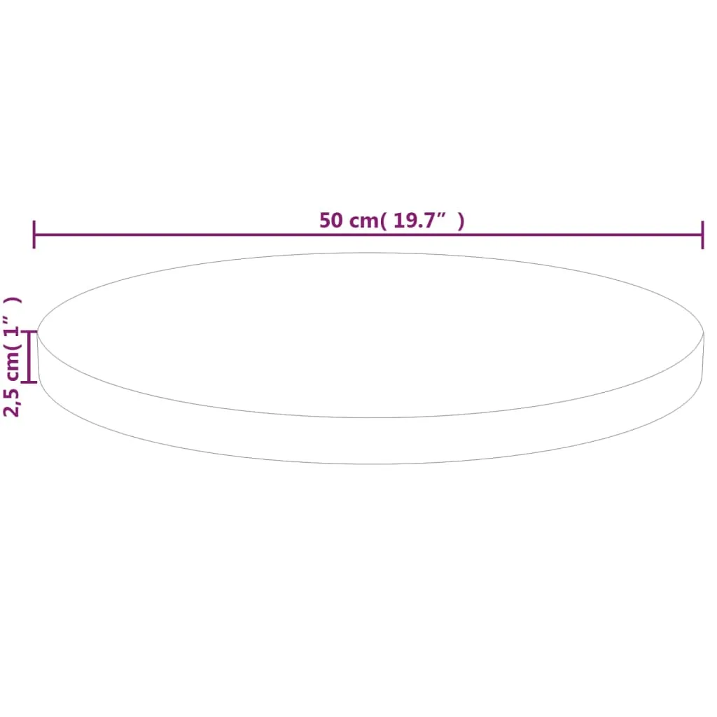 Round Table Top Ø50x2,5 cm Untreated Solid Wood Oak