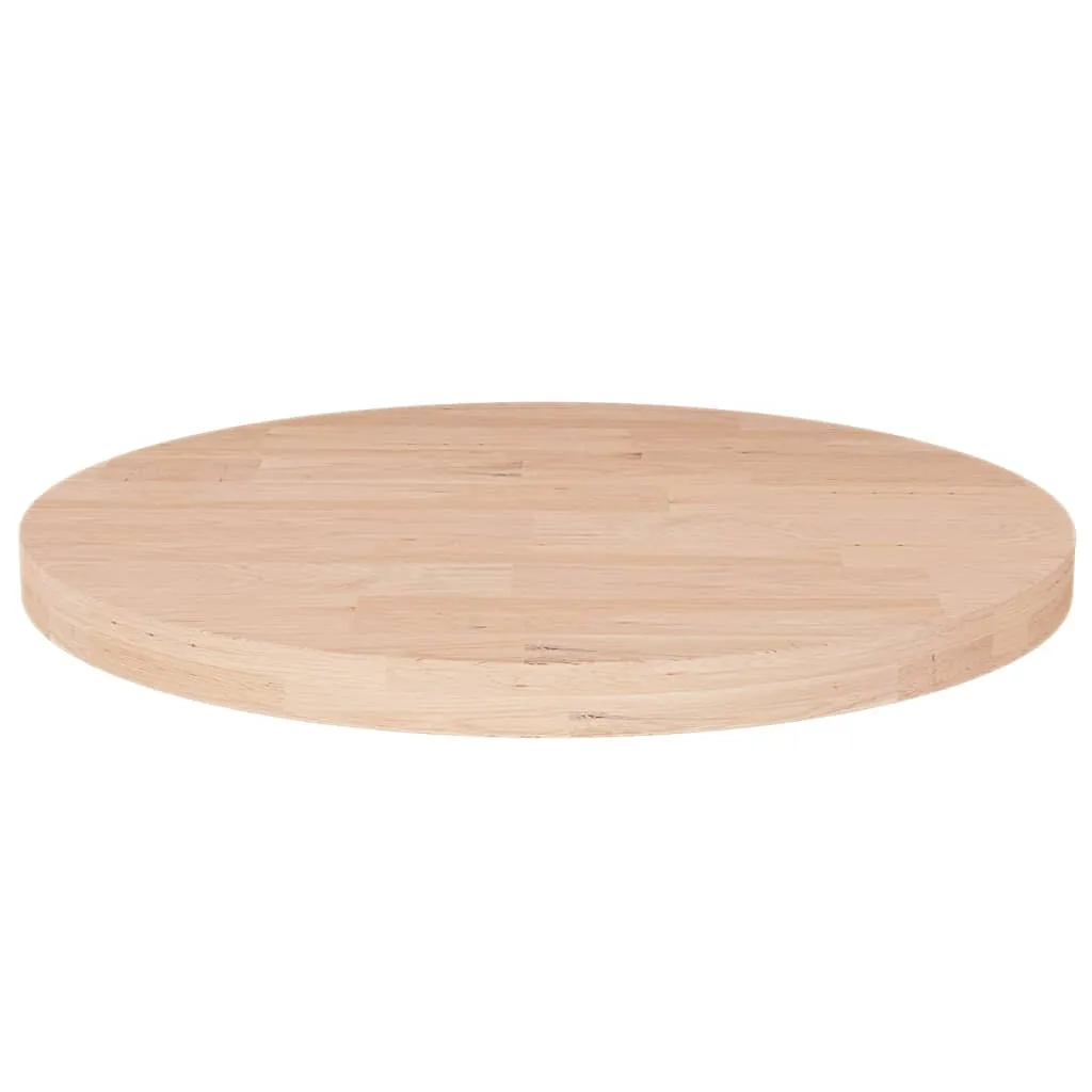 Round Table Top Ø50x2,5 cm Untreated Solid Wood Oak