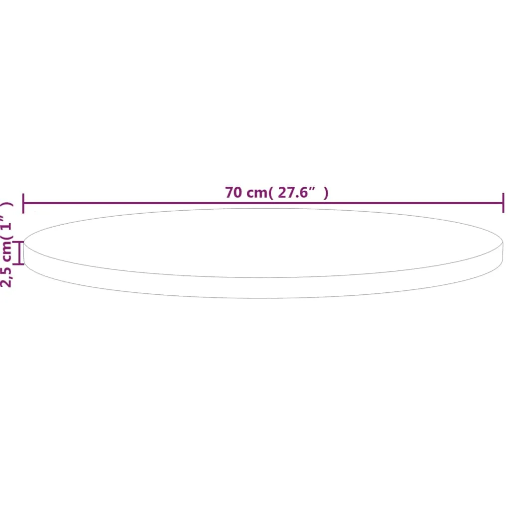 Round Table Top Ø70x2,5 cm Untreated Solid Wood Oak