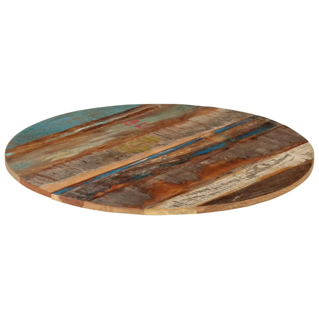 Round Table Top 80 cm 15-16 mm Solid Reclaimed Wood