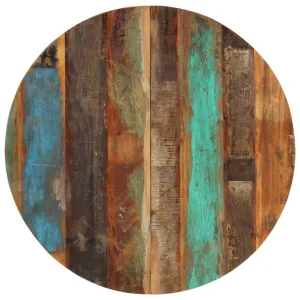 Round Table Top 80 cm 15-16 mm Solid Reclaimed Wood