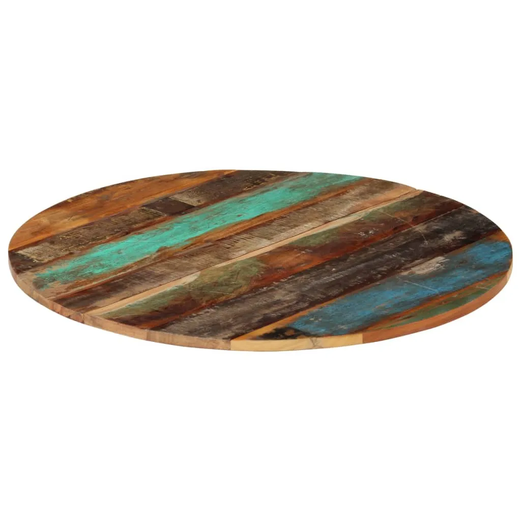 Round Table Top 80 cm 15-16 mm Solid Reclaimed Wood