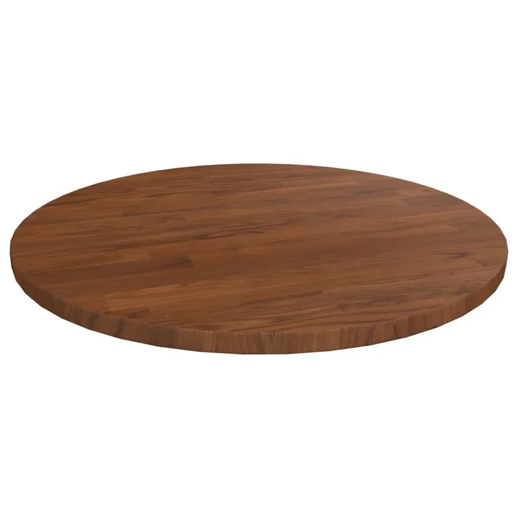 Round Table Top Dark Brown Ø40x1.5 cm Treated Solid Wood Oak