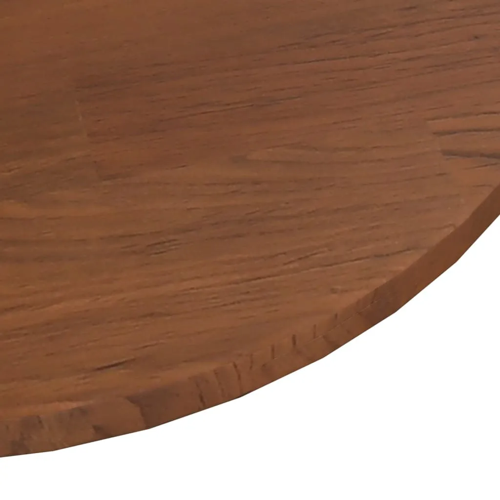 Round Table Top Dark Brown Ø40x1.5 cm Treated Solid Wood Oak