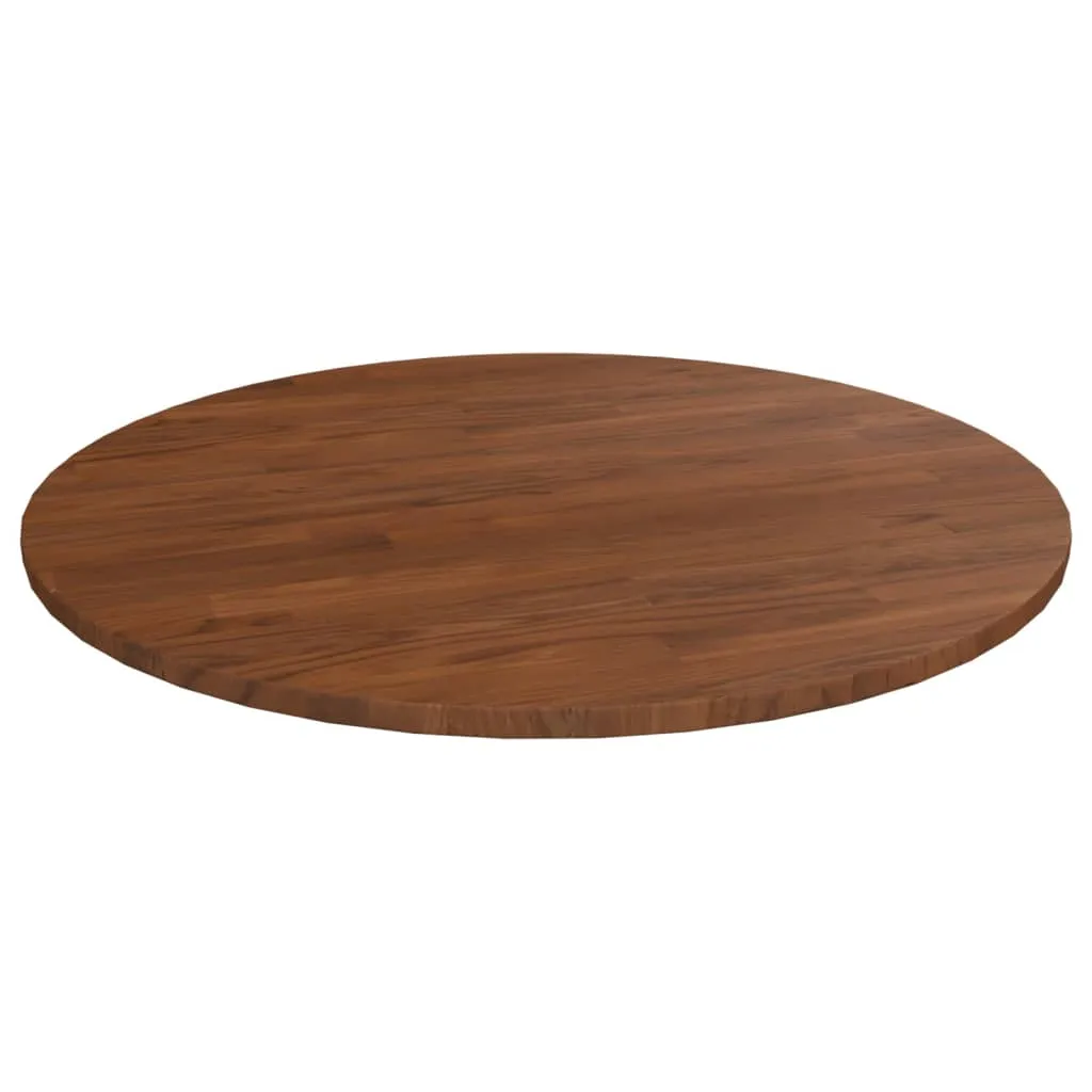 Round Table Top Dark Brown Ø80x1.5 cm Treated Solid Wood Oak