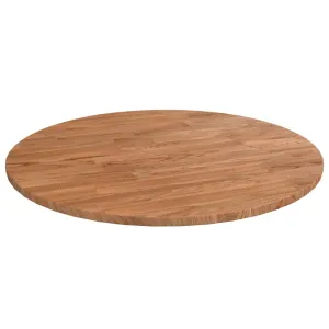 Round Table Top Light Brown Ø50x1.5 cm Treated Solid Wood Oak