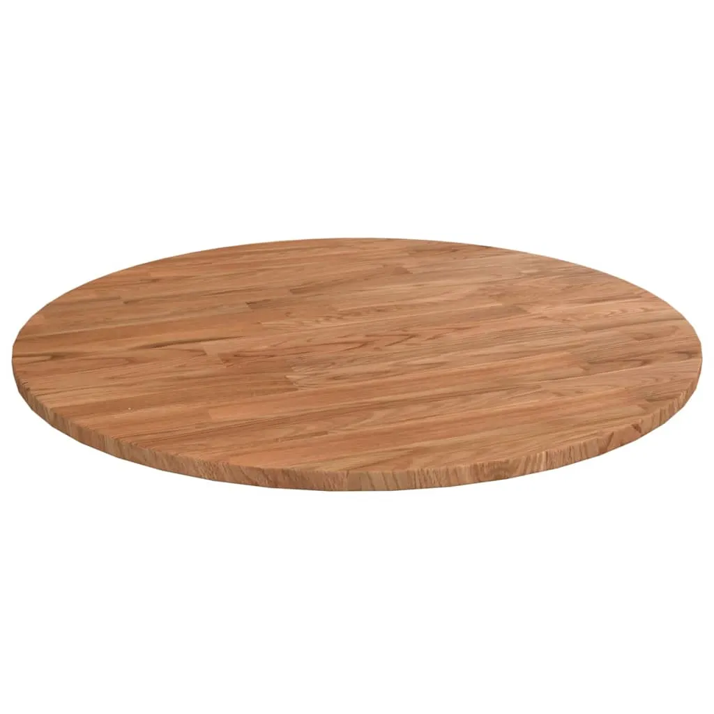 Round Table Top Light Brown Ø50x1.5 cm Treated Solid Wood Oak