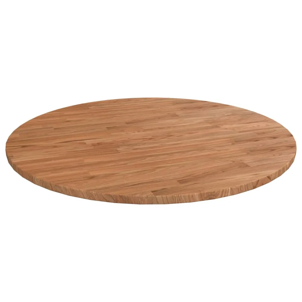 Round Table Top Light Brown Ø90x1.5 cm Treated Solid Wood Oak