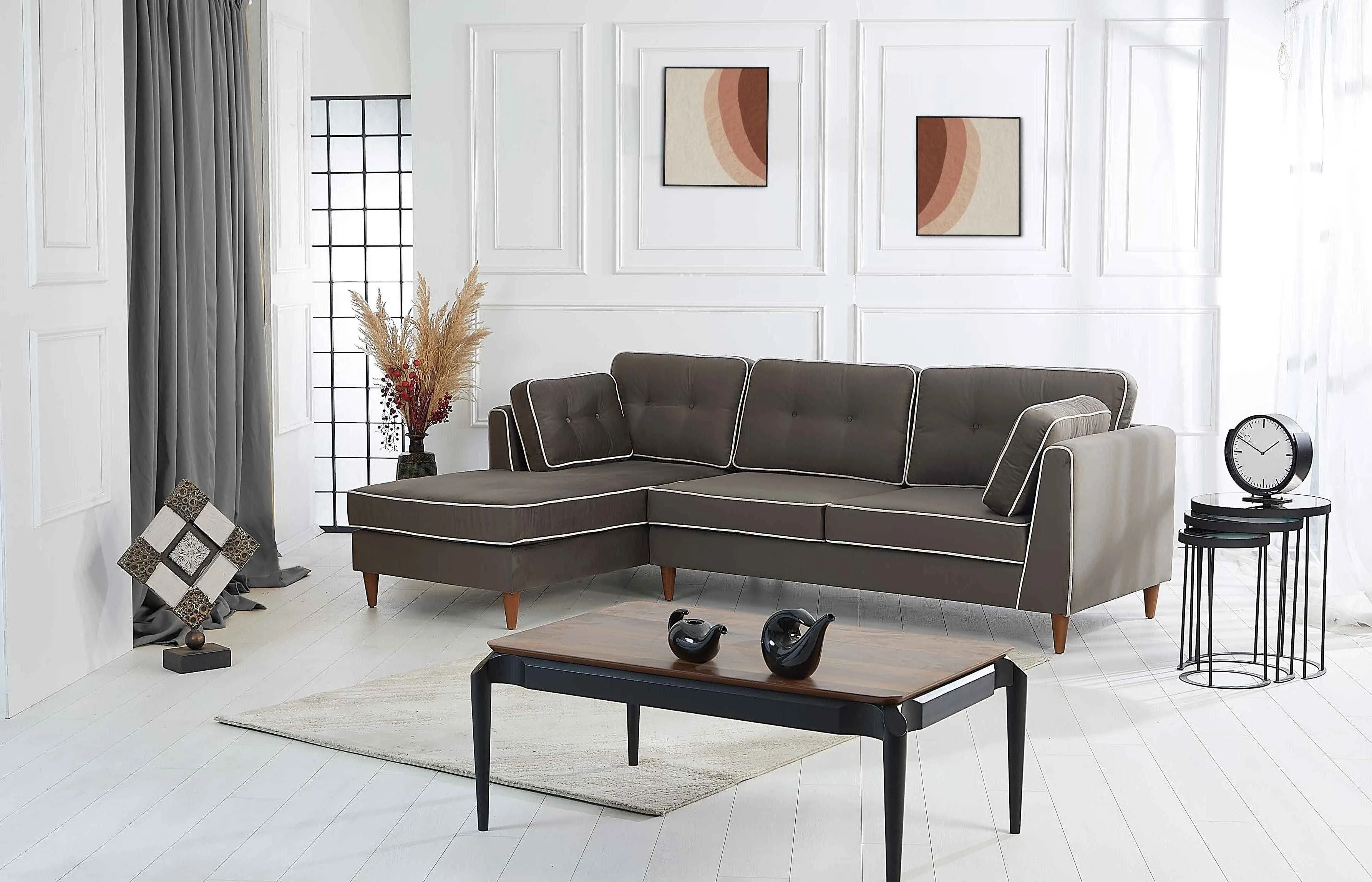 Rubeza Leo 4 Seater Left Hand Facing Chaise End Corner Sofa - Iron Grey