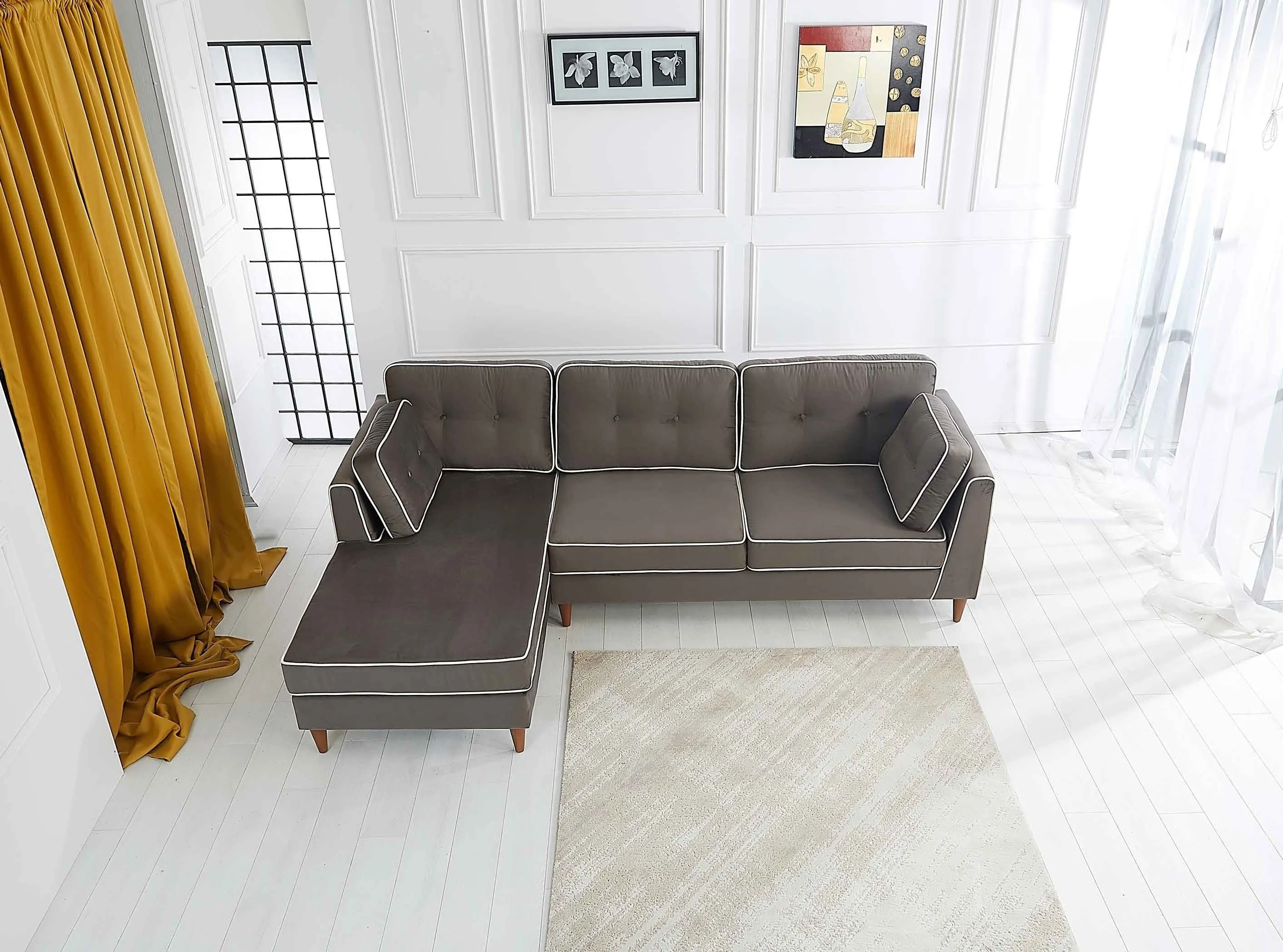 Rubeza Leo 4 Seater Left Hand Facing Chaise End Corner Sofa - Iron Grey