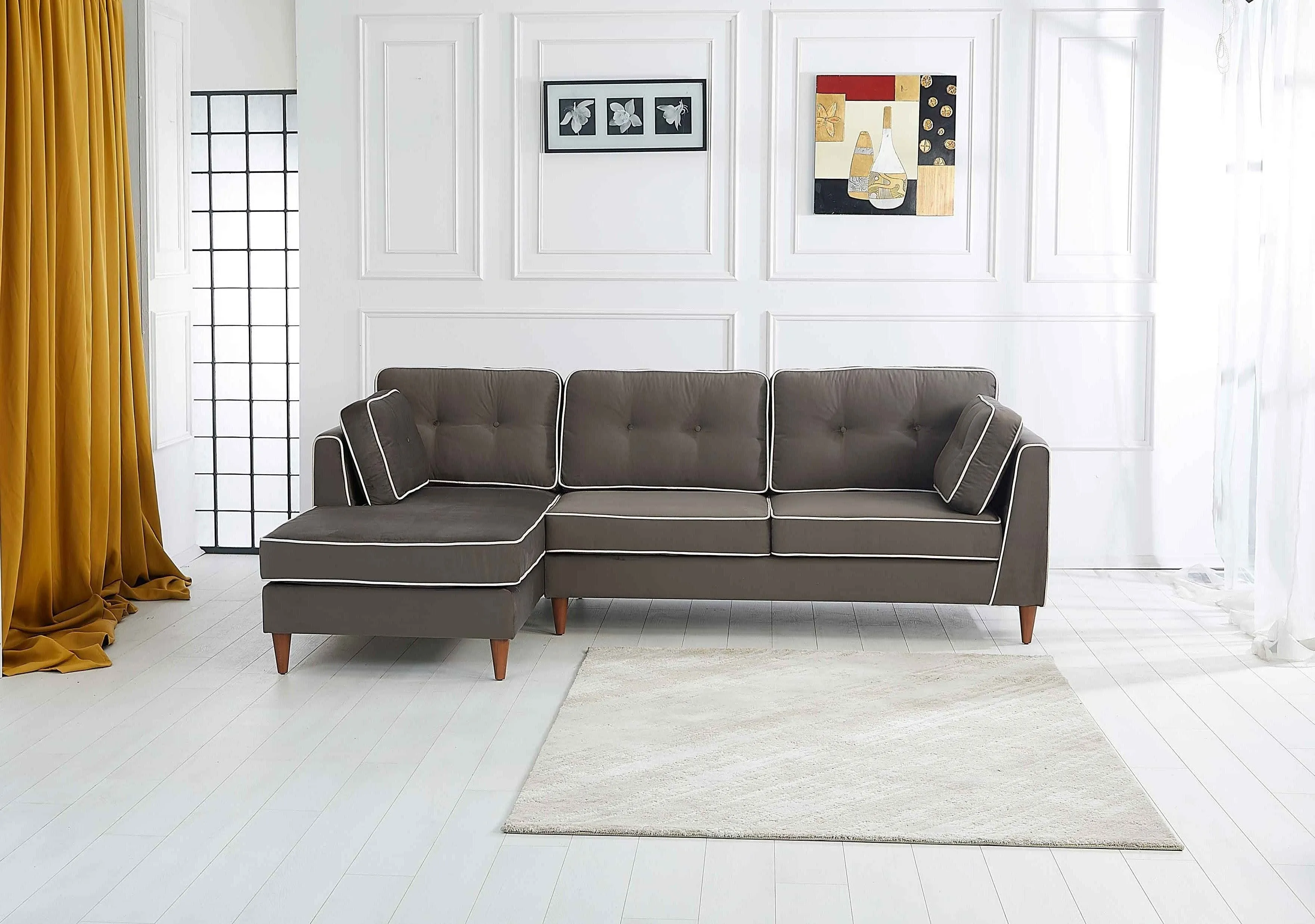 Rubeza Leo 4 Seater Left Hand Facing Chaise End Corner Sofa - Iron Grey