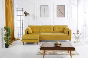 Rubeza Leo 4 Seater Left Hand Facing Chaise End Corner Sofa - Posh Gold & White