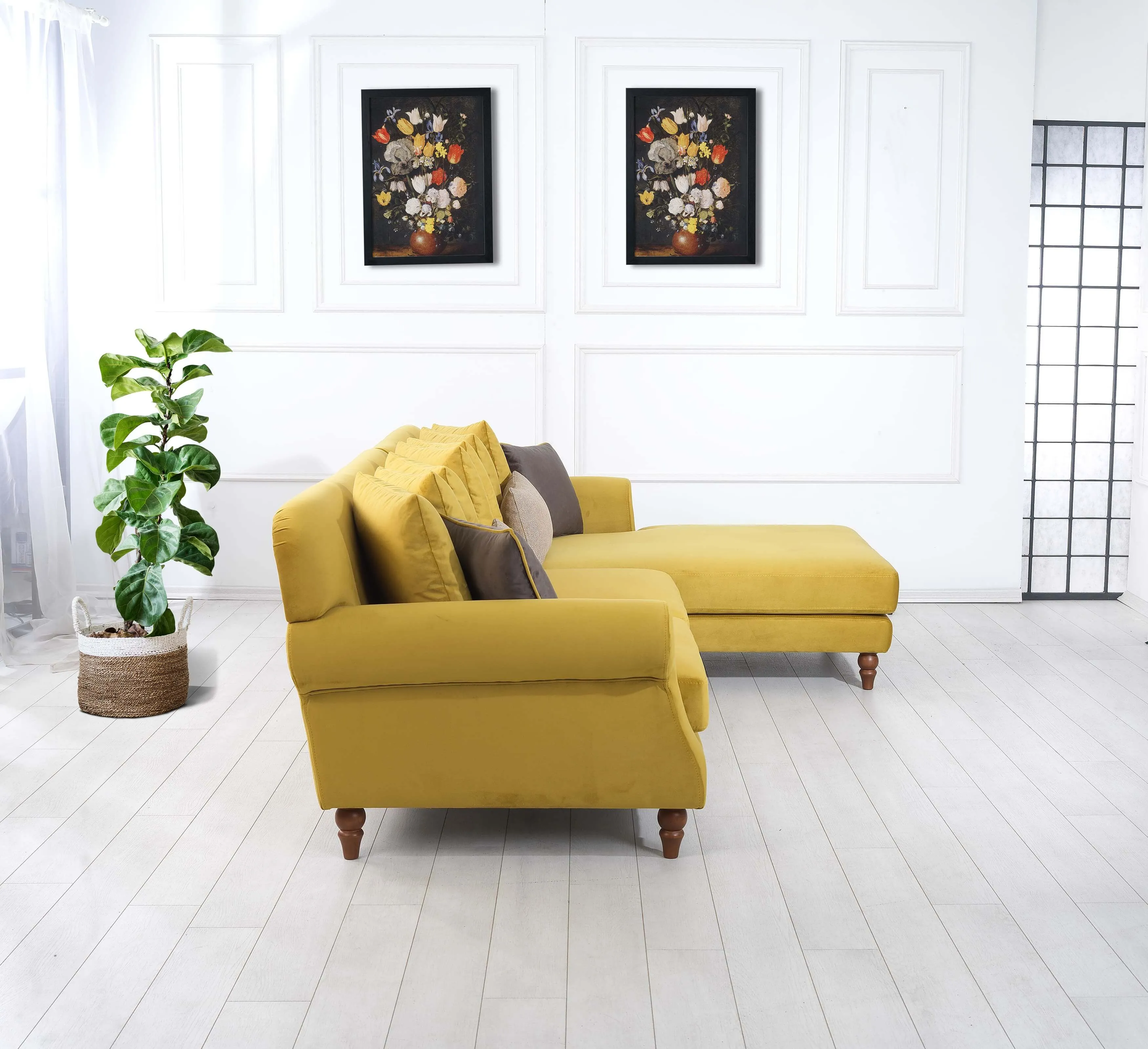 Rubeza Paula 2 Seater/Chaise - Posh Gold