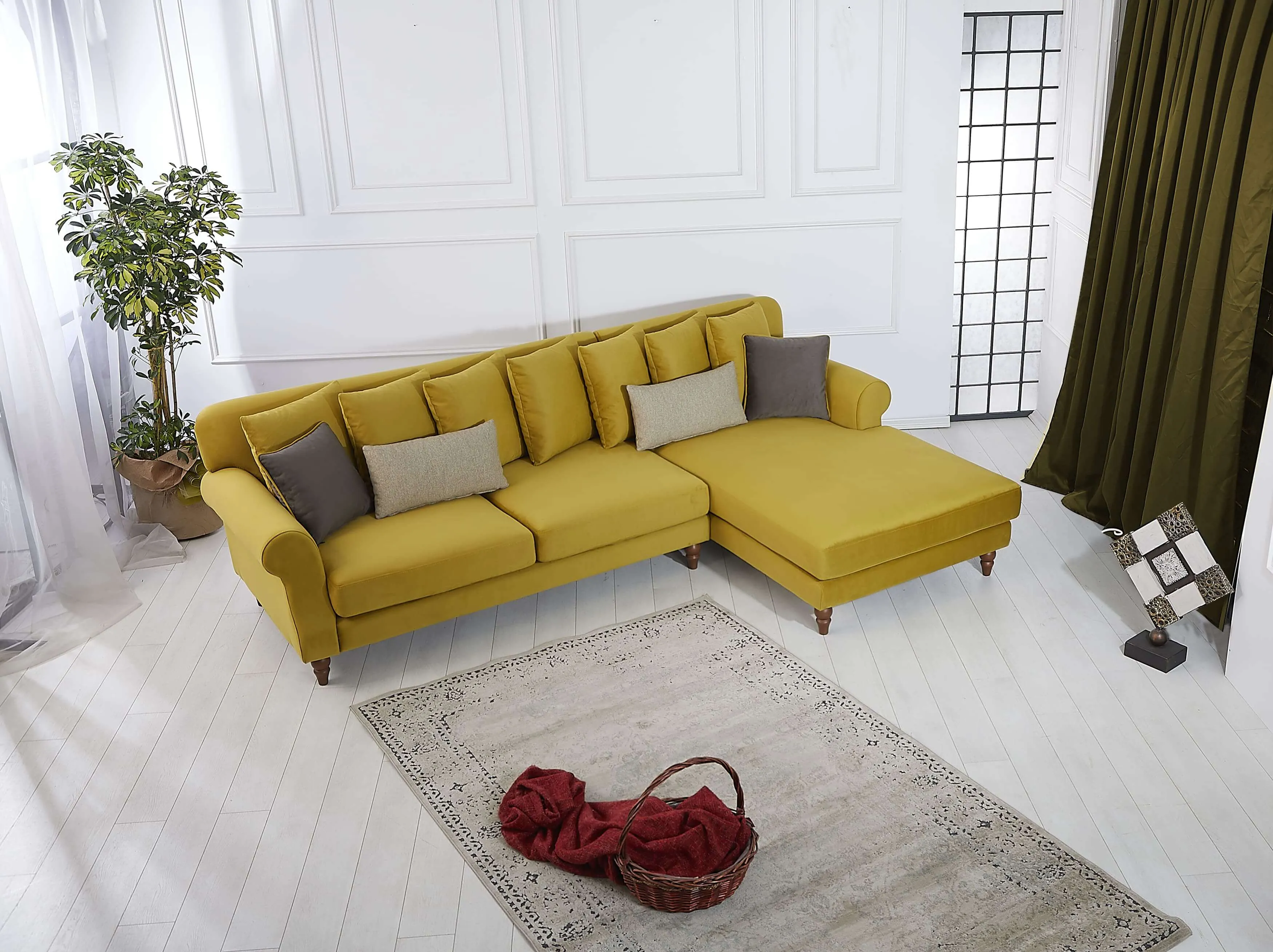 Rubeza Paula 2 Seater/Chaise - Posh Gold