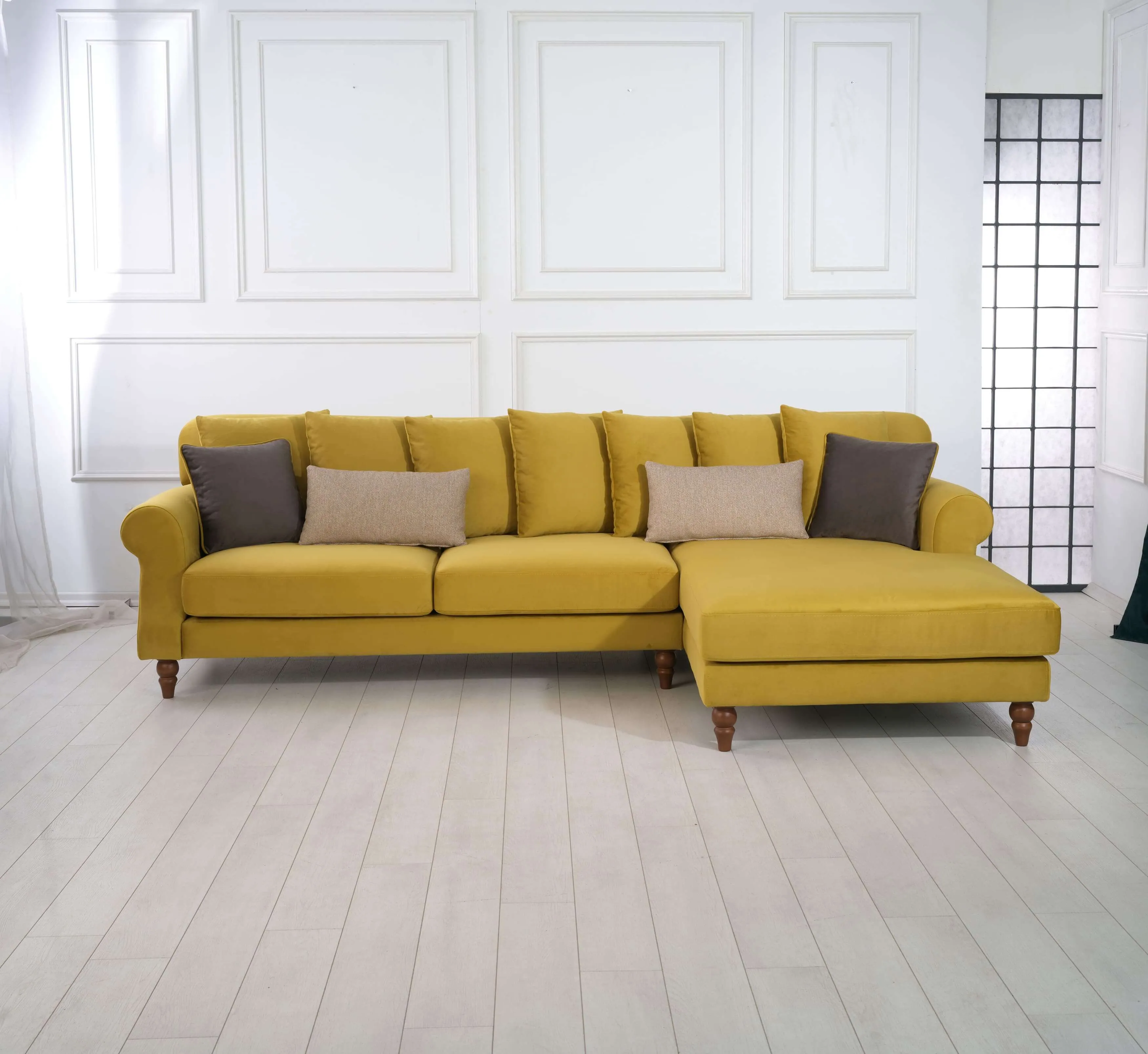 Rubeza Paula 2 Seater/Chaise - Posh Gold