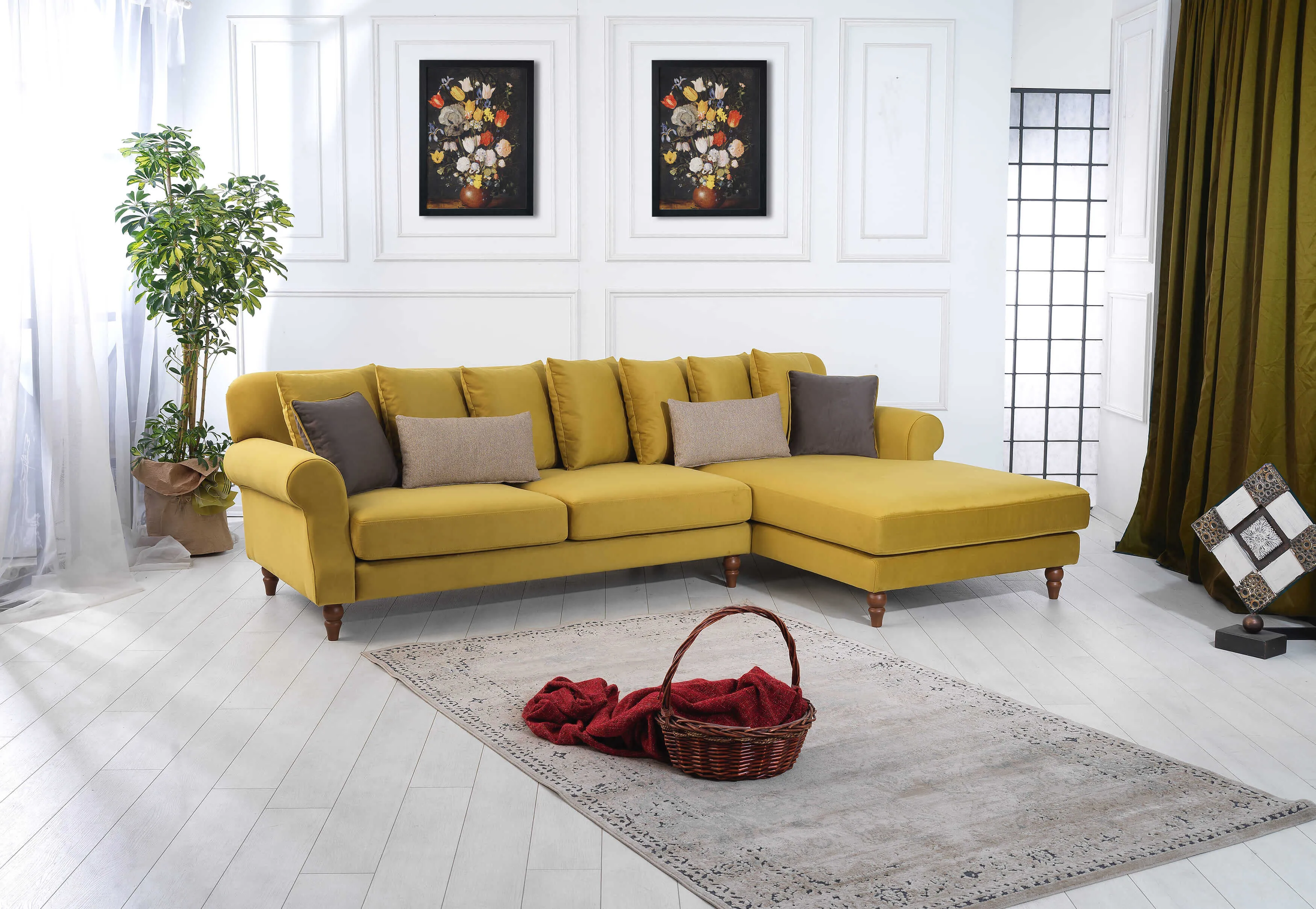 Rubeza Paula 2 Seater/Chaise - Posh Gold