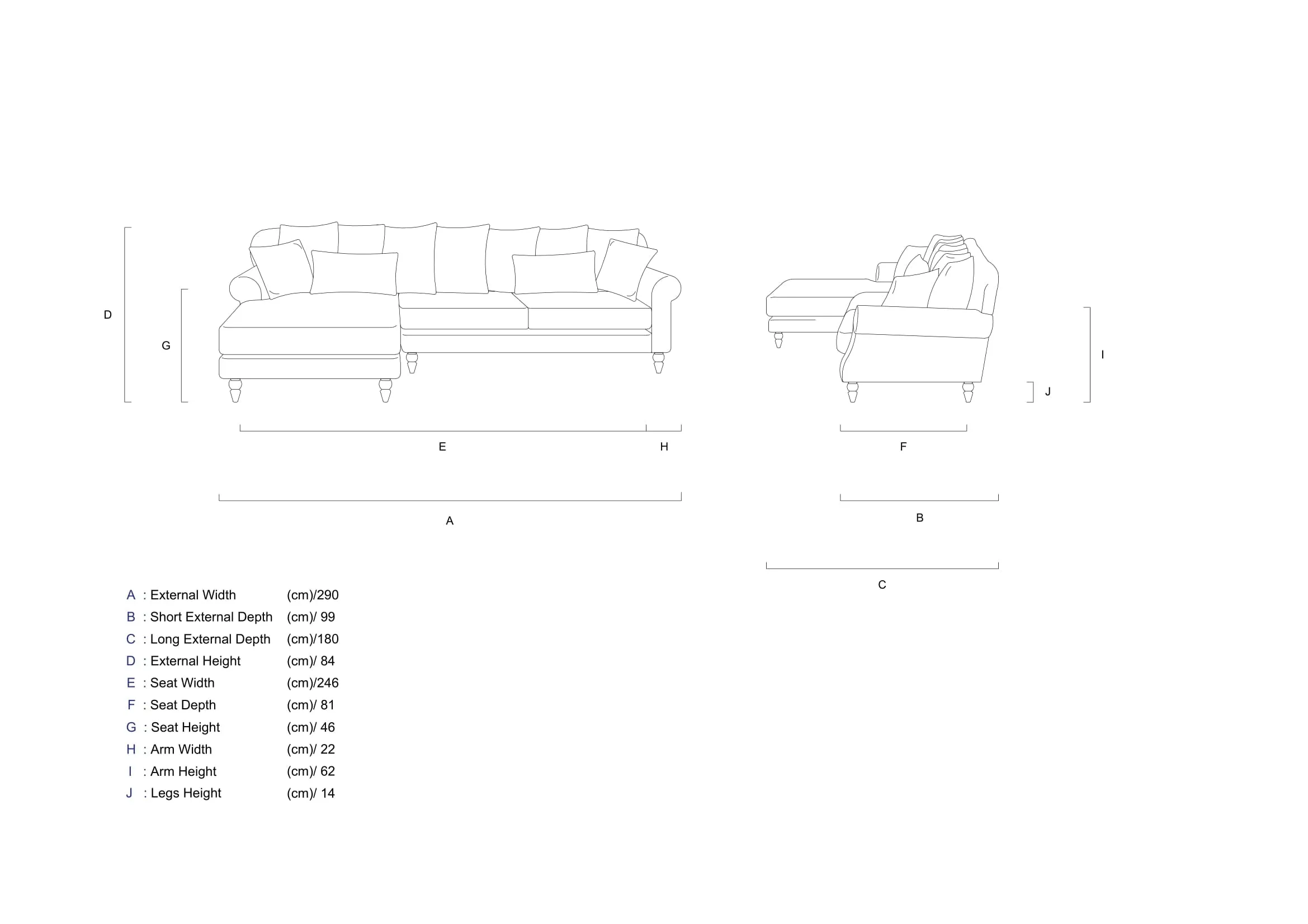 Rubeza Paula Chaise/2 Seater - Burnt Orange