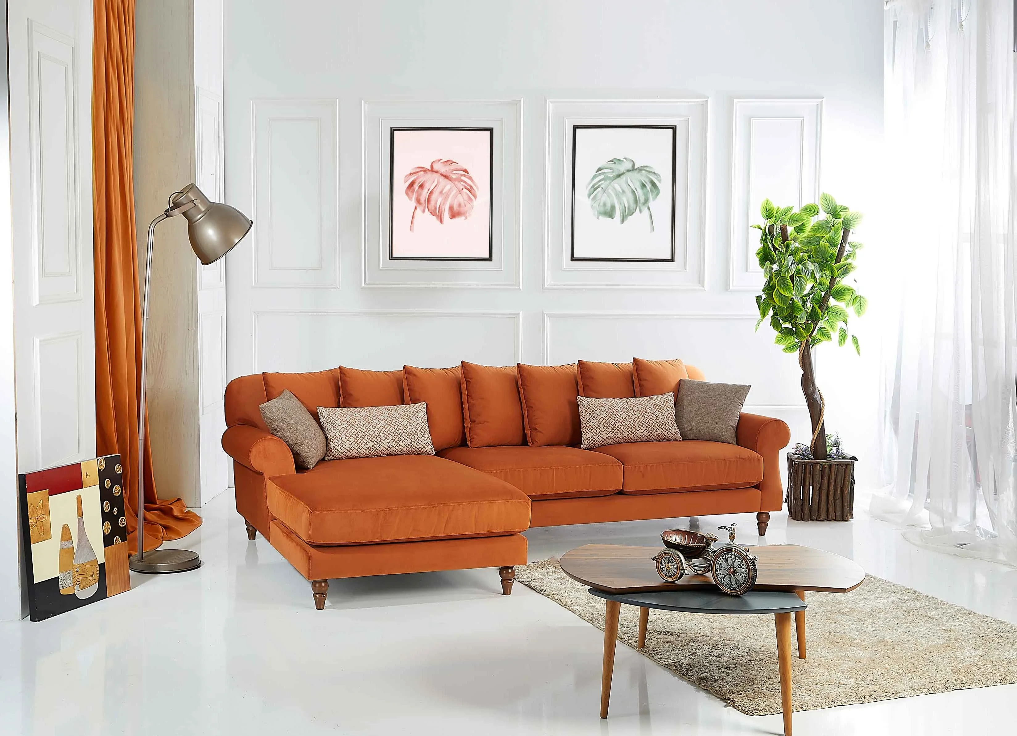 Rubeza Paula Chaise/2 Seater - Burnt Orange