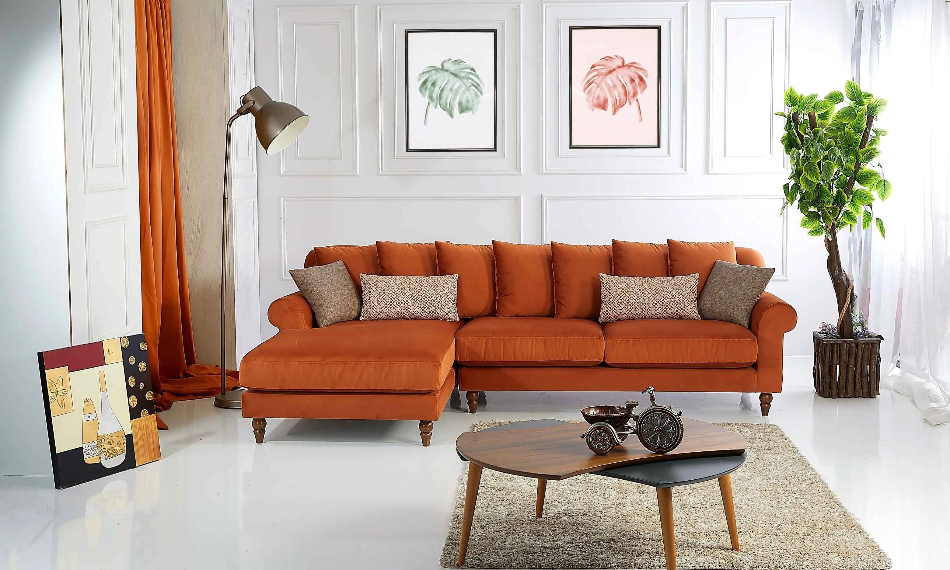 Rubeza Paula Chaise/2 Seater - Burnt Orange