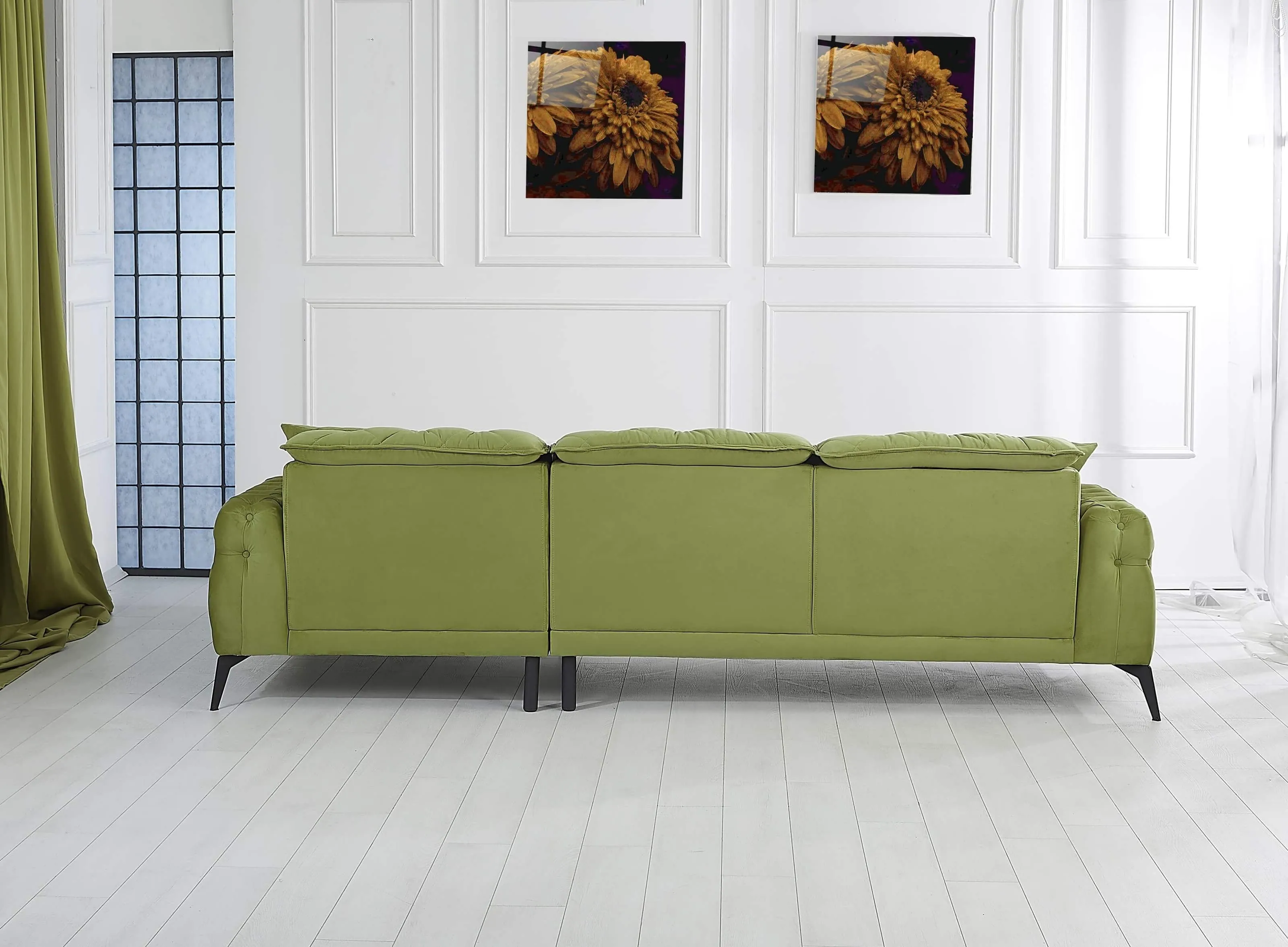 Rubeza Piera Right Hand Facing Corner Sofa - Grass Green-2