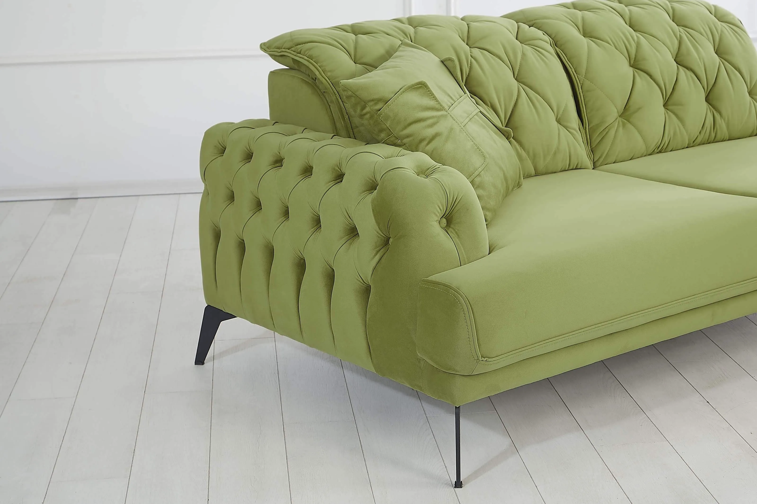 Rubeza Piera Right Hand Facing Corner Sofa - Grass Green-2