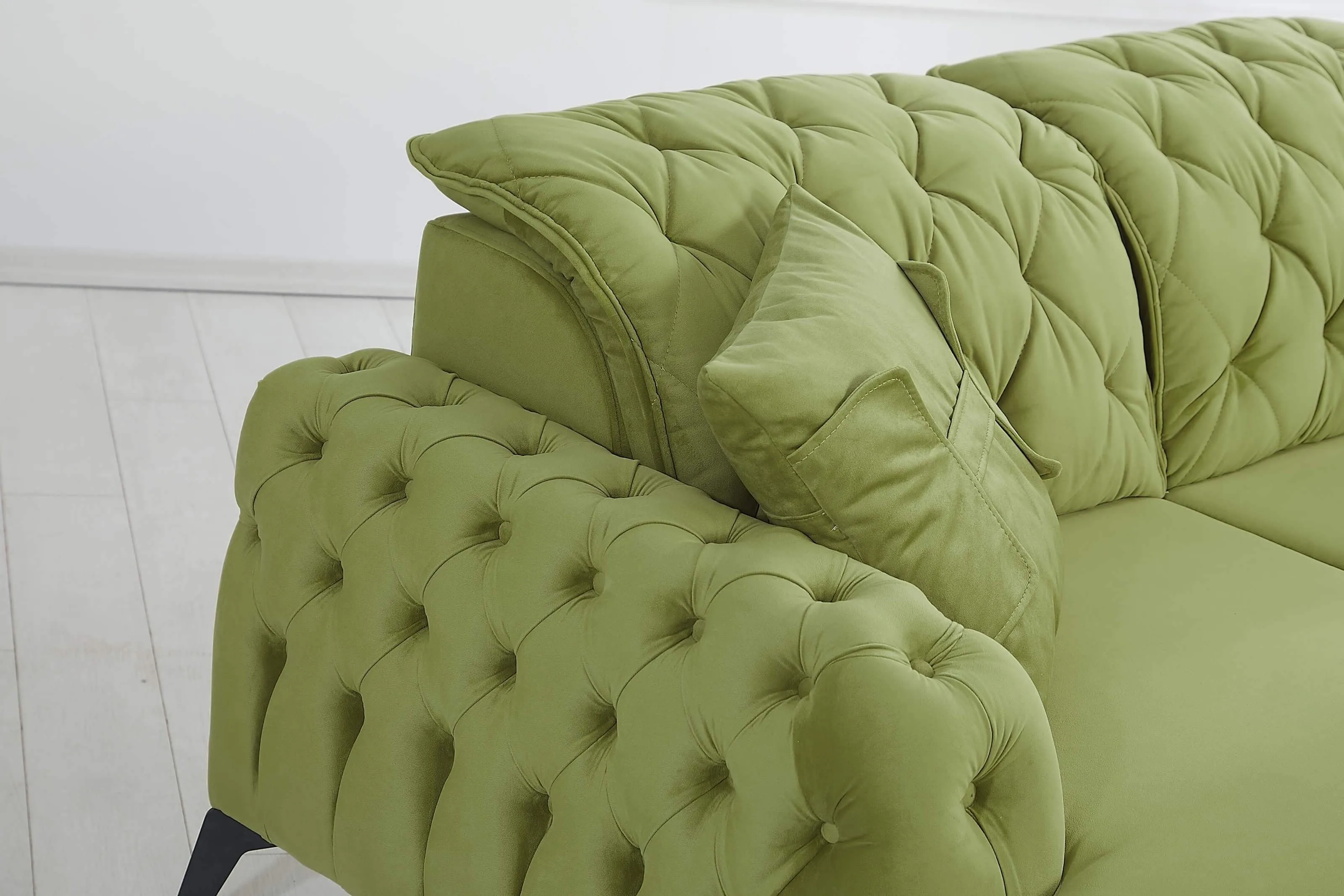 Rubeza Piera Right Hand Facing Corner Sofa - Grass Green-2