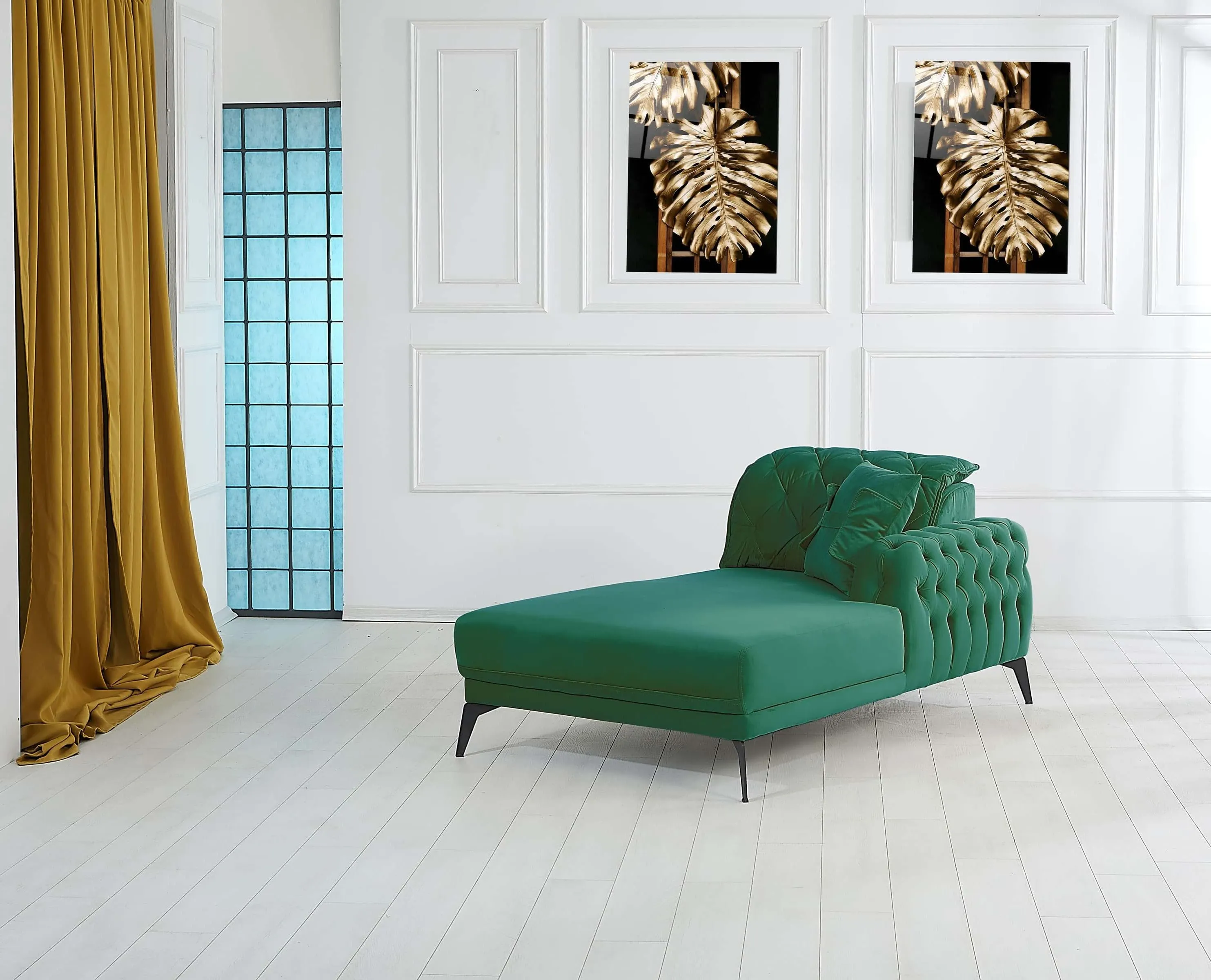 Rubeza Piera Right Hand Facing Corner Sofa - Super Emerald Green