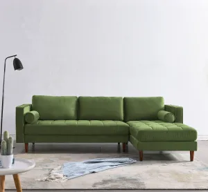 Rubeza Scott 4 Seater Right Hand Facing Chaise End Corner Sofa - Grass Green 2