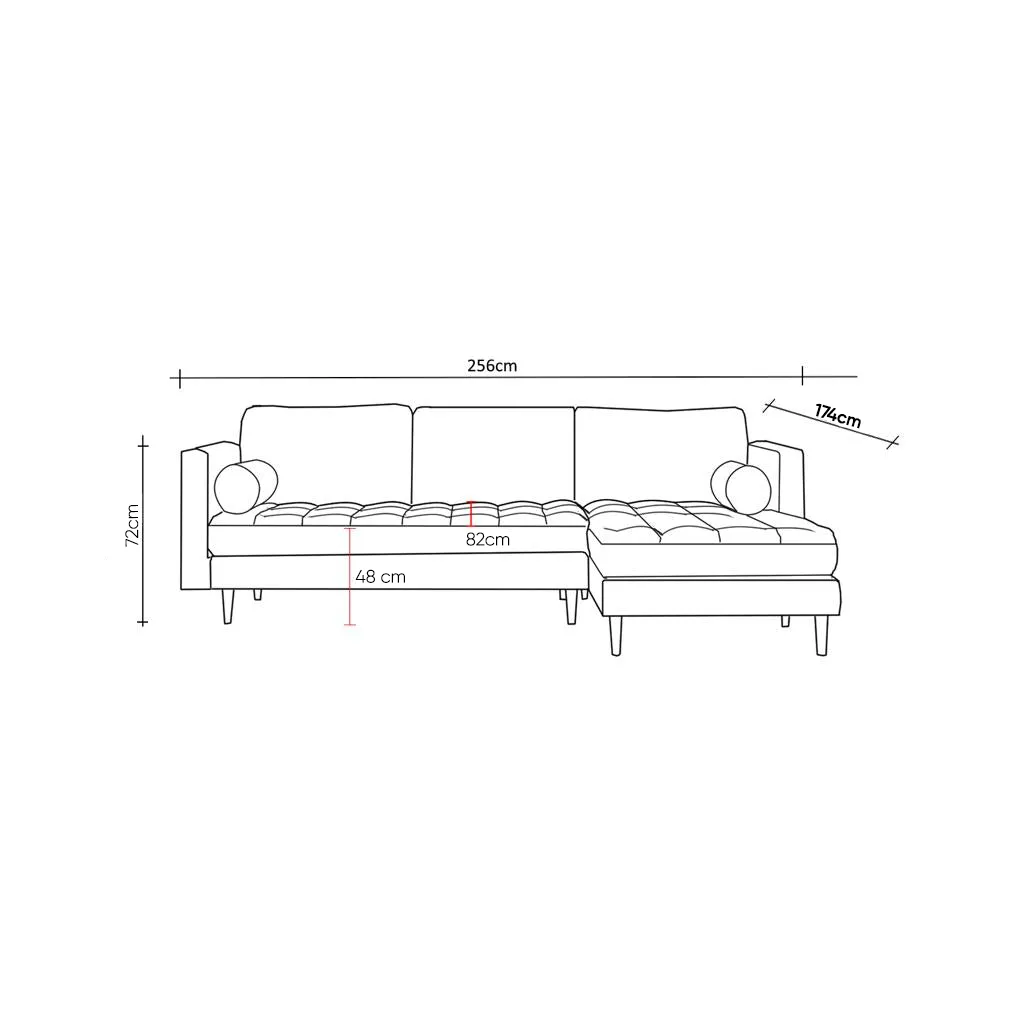 Rubeza Scott 4 Seater Right Hand Facing Chaise End Corner Sofa - Ocean Green