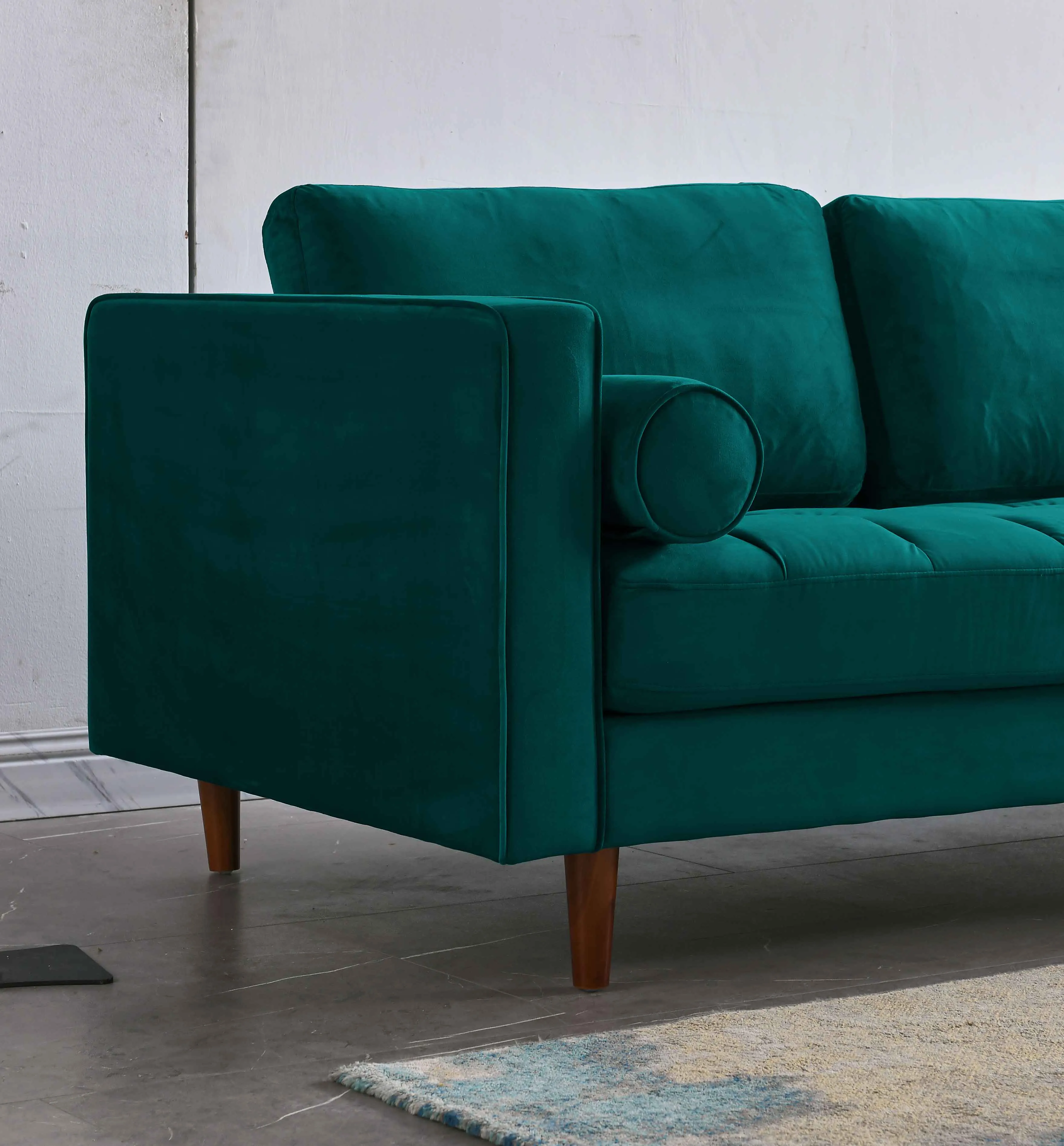 Rubeza Scott 4 Seater Right Hand Facing Chaise End Corner Sofa - Ocean Green