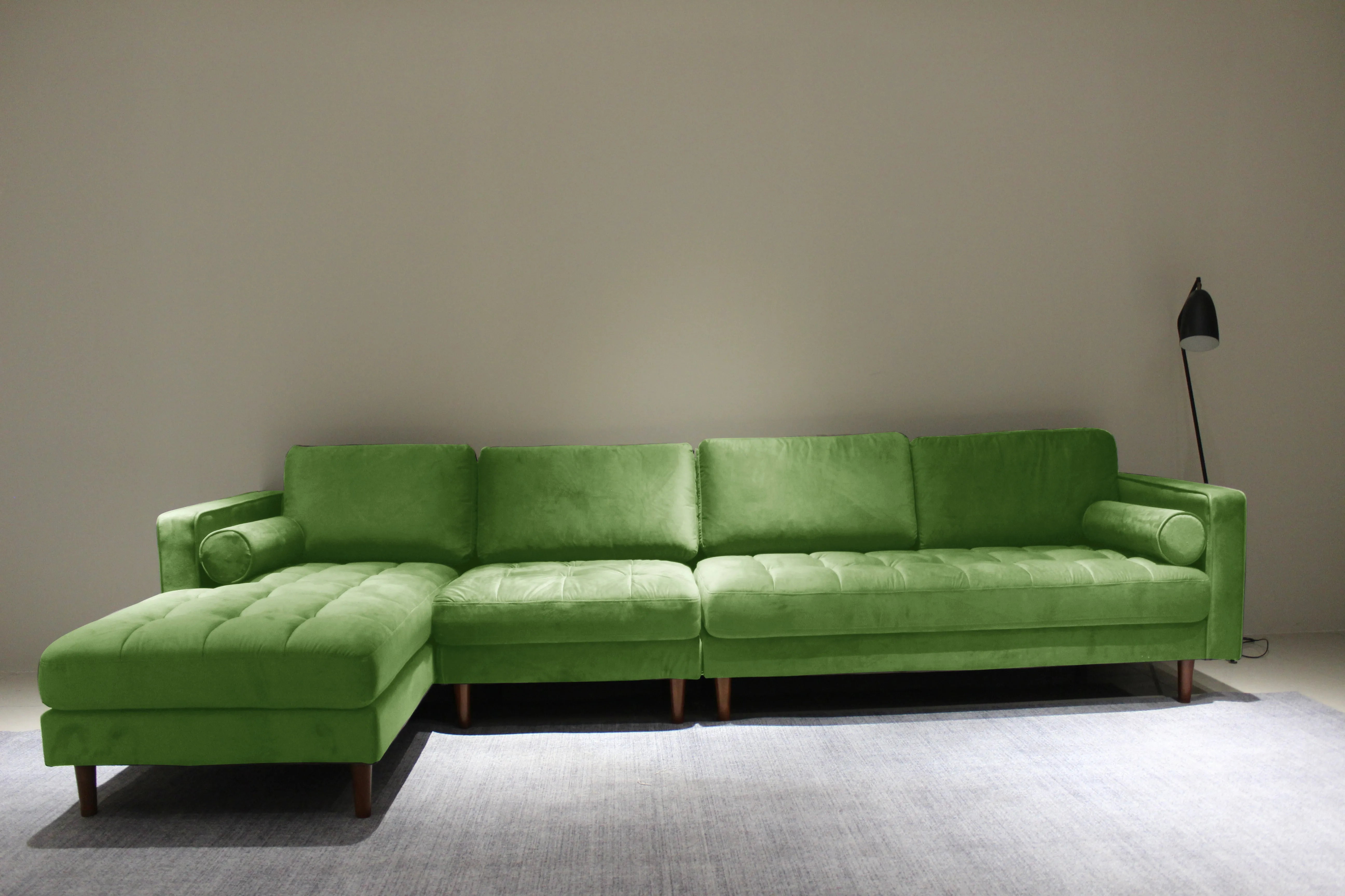 Rubeza Scott 5 Seater Left Hand Facing Chaise End Corner Sofa - Grass Green 2