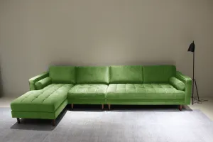 Rubeza Scott 5 Seater Left Hand Facing Chaise End Corner Sofa - Grass Green 2