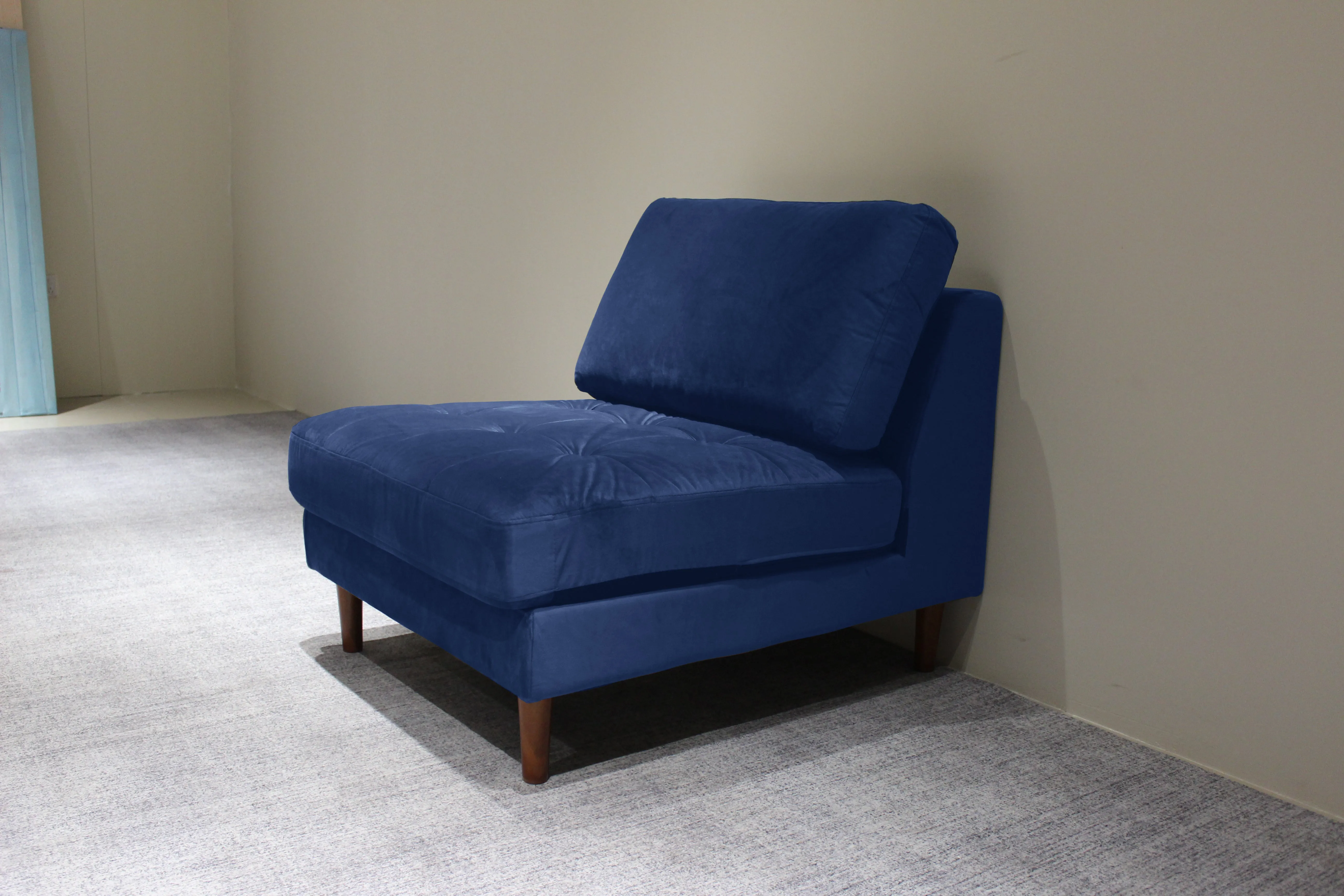 Rubeza Scott 5 Seater Right Hand Facing Chaise End Corner Sofa - Indigo Blue