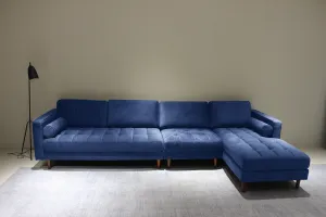 Rubeza Scott 5 Seater Right Hand Facing Chaise End Corner Sofa - Indigo Blue