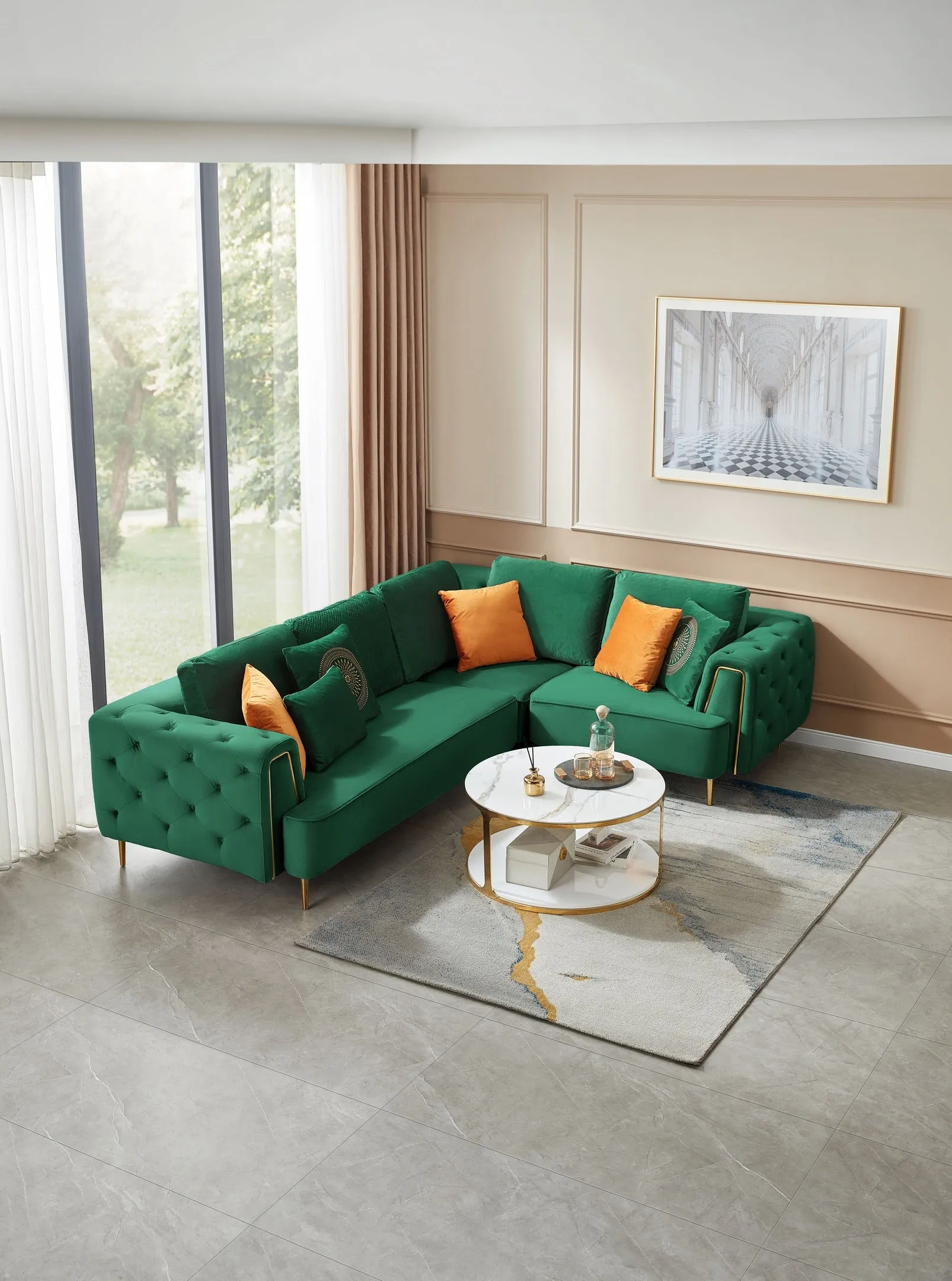 Rubeza Sofia 2 Seater/Corner/1 Seater - Emerald Green