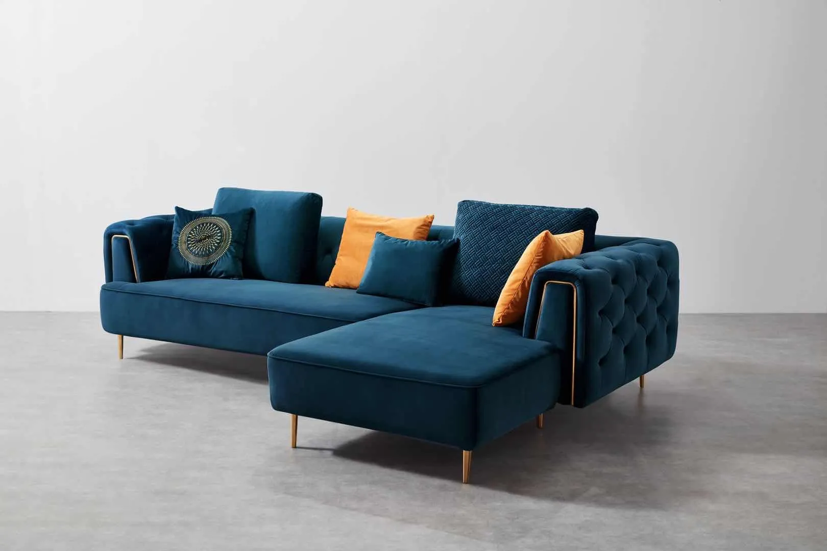 Rubeza Sofia Collection Right Hand Facing Corner Sofa - Dark Blue