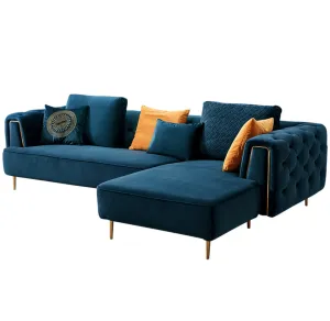 Rubeza Sofia Collection Right Hand Facing Corner Sofa - Dark Blue